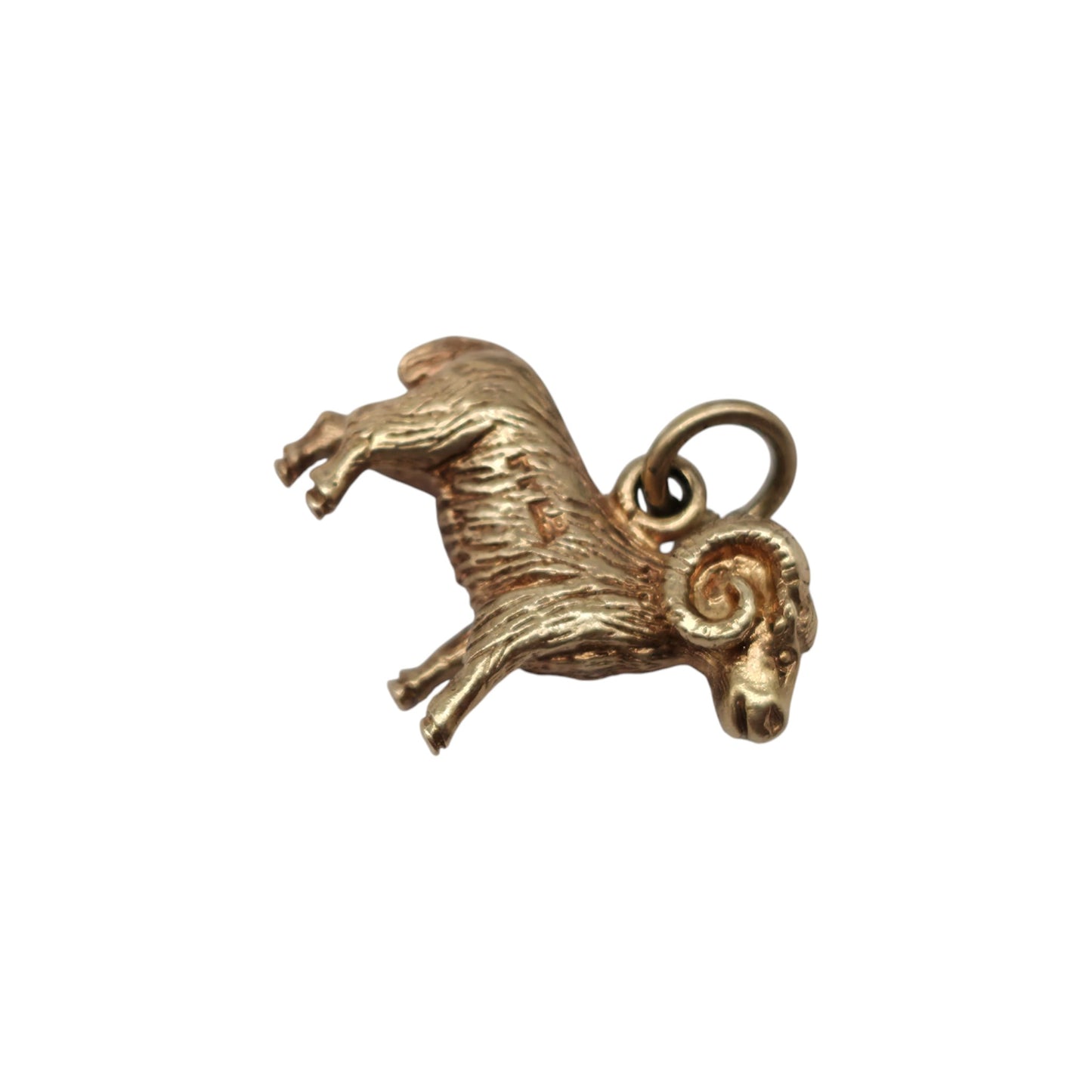 9ct 375 Yellow Gold Ram Charm 1969 L 1.7 cm 3.0 g.