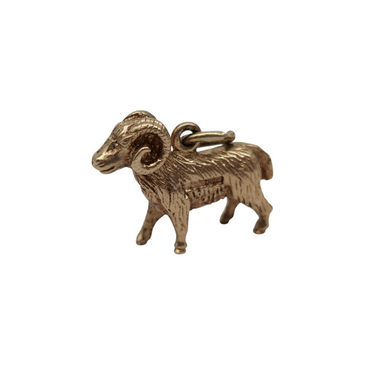 9ct 375 Yellow Gold Ram Charm 1969 L 1.7 cm 3.0 g.
