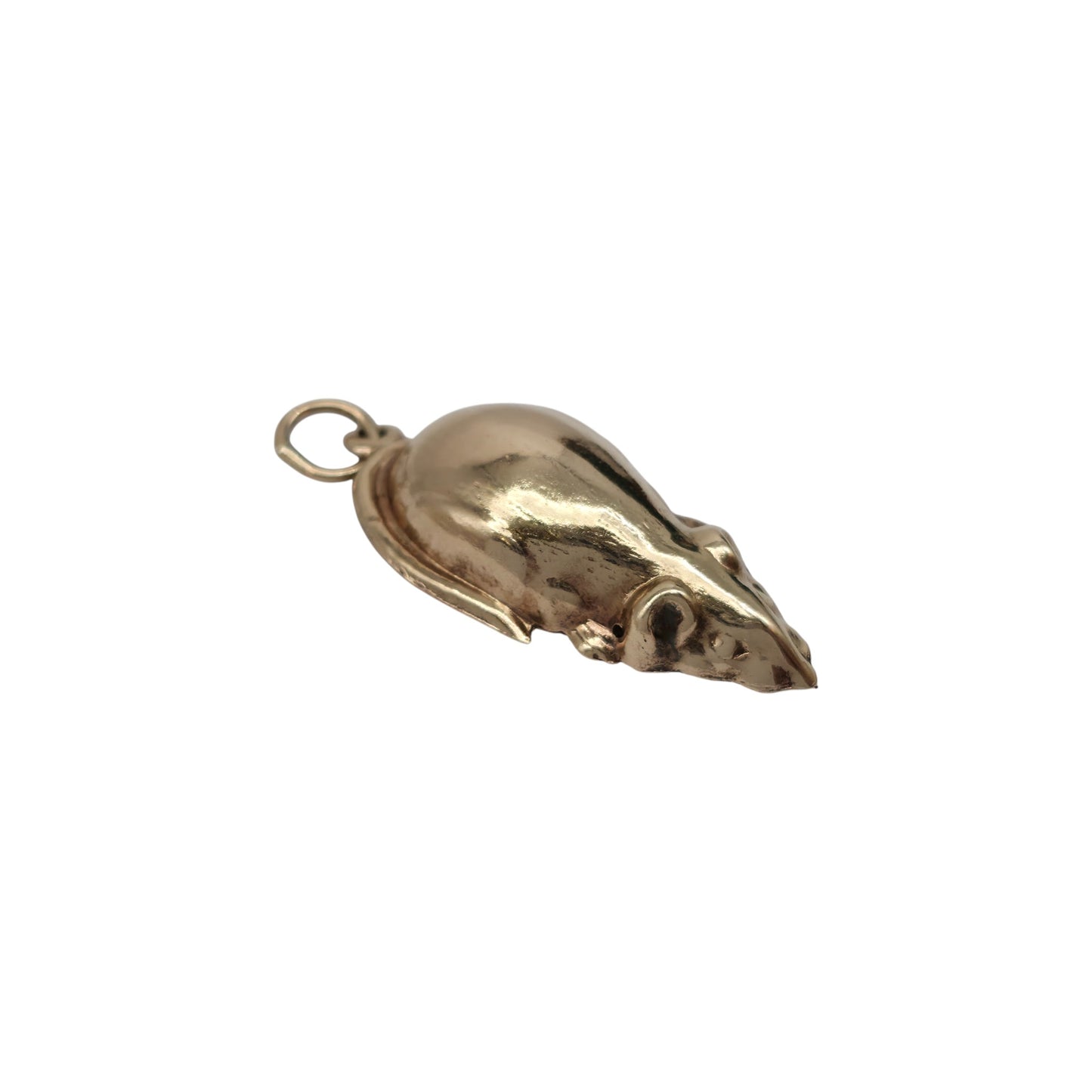 9ct 375 Yellow Gold Rat Charm 1968 L 2.4 cm 1.4 g.