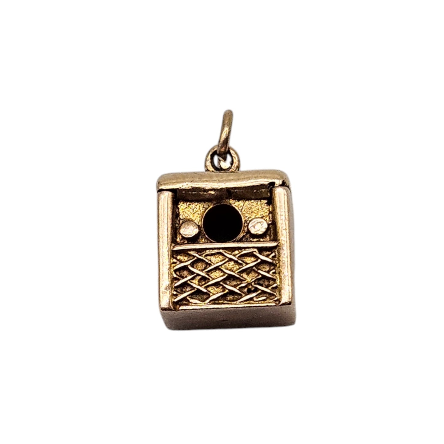9ct Yellow Gold Record Player Opening Charm c.1960's L 1.0 cm 3.6 g.