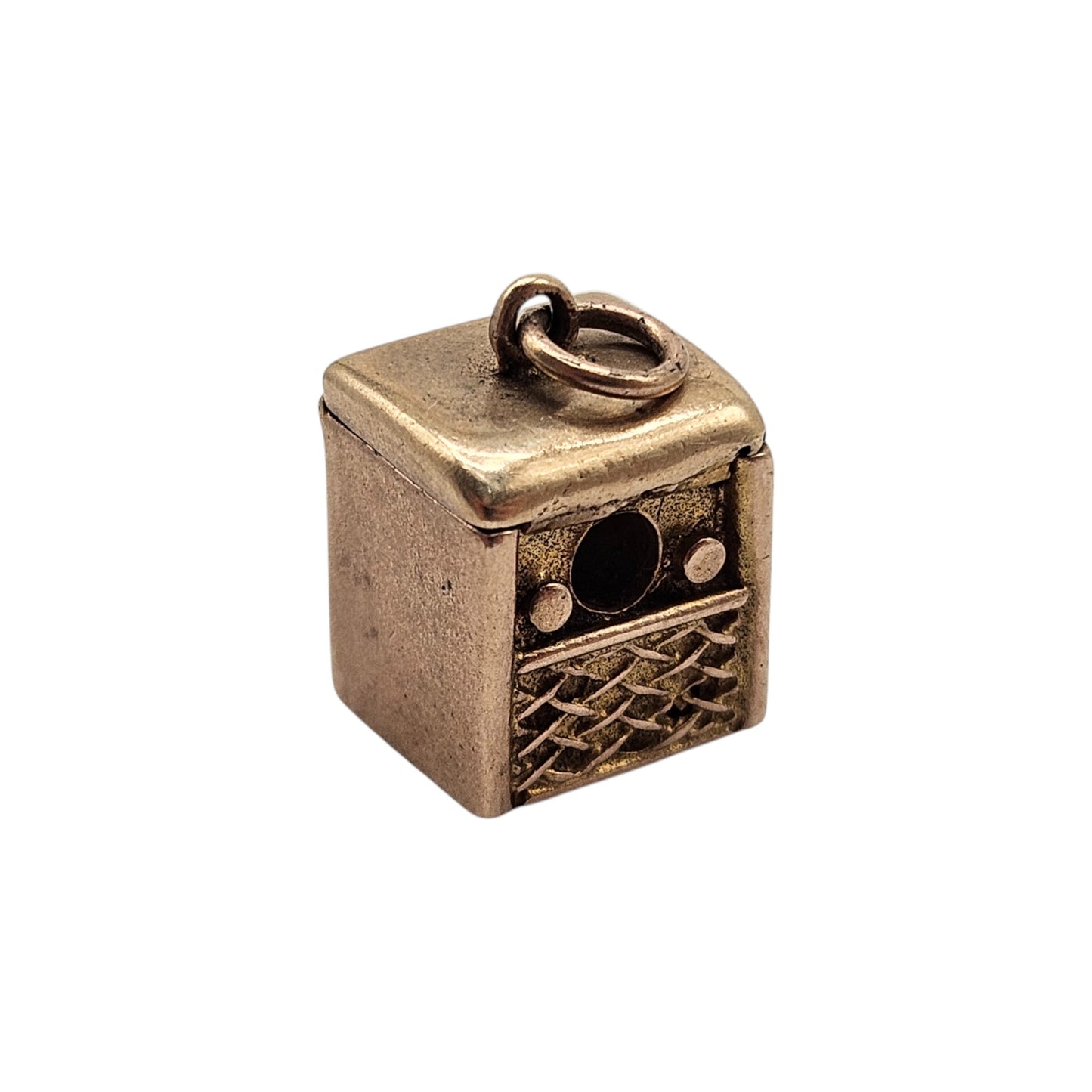 9ct Yellow Gold Record Player Opening Charm c.1960's L 1.0 cm 3.6 g.