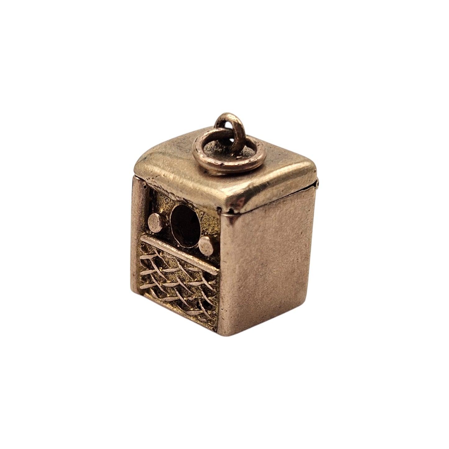 9ct Yellow Gold Record Player Opening Charm c.1960's L 1.0 cm 3.6 g.