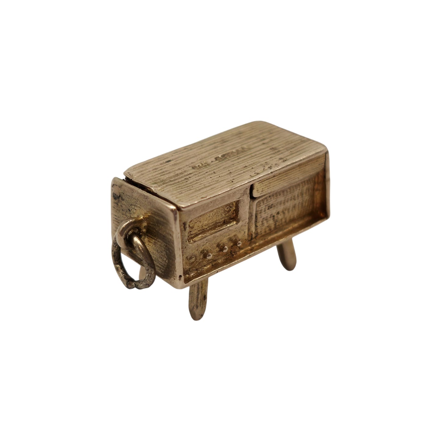 9ct 375 Yellow Gold Record Player Opening Charm 1959 L 1.6 cm 4.3 g.
