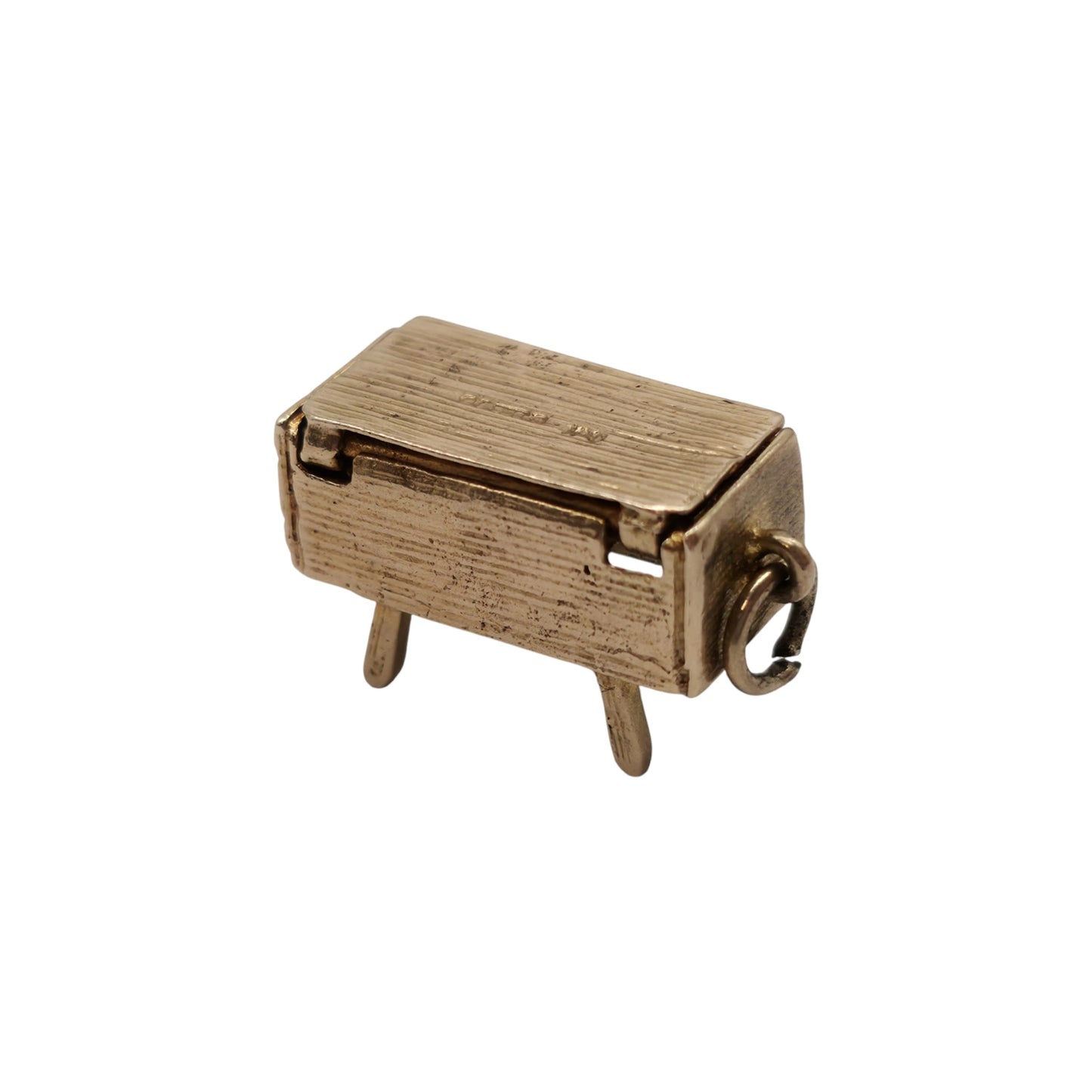 9ct 375 Yellow Gold Record Player Opening Charm 1959 L 1.6 cm 4.3 g.