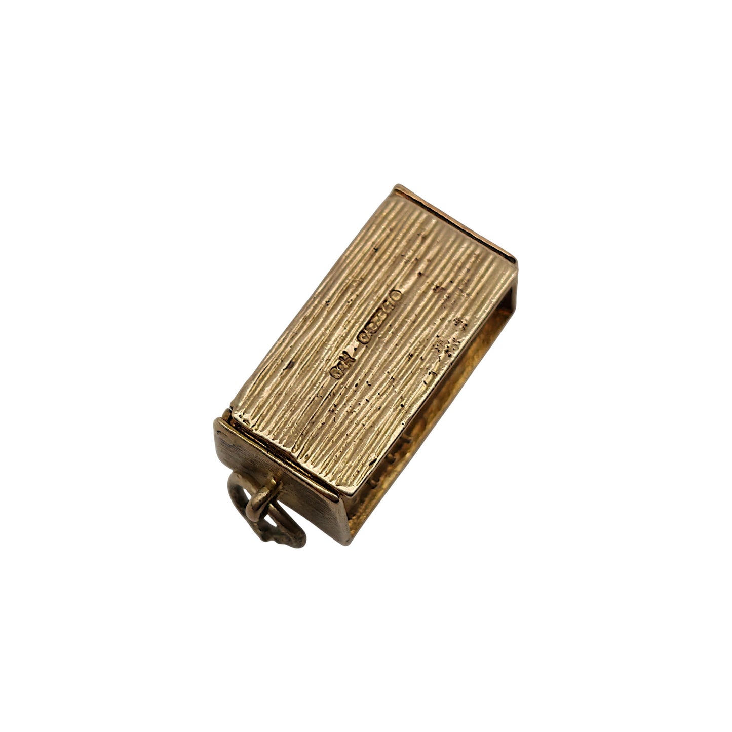 9ct 375 Yellow Gold Record Player Opening Charm 1959 L 1.6 cm 4.3 g.