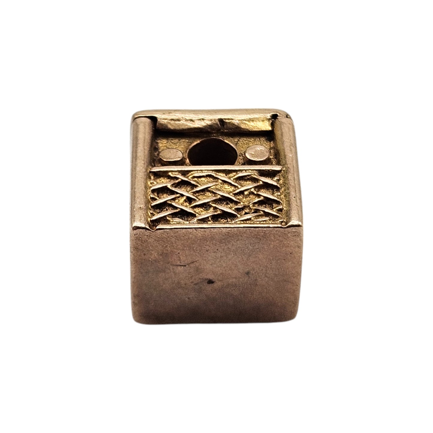 9ct Yellow Gold Record Player Opening Charm c.1960's L 1.0 cm 3.6 g.