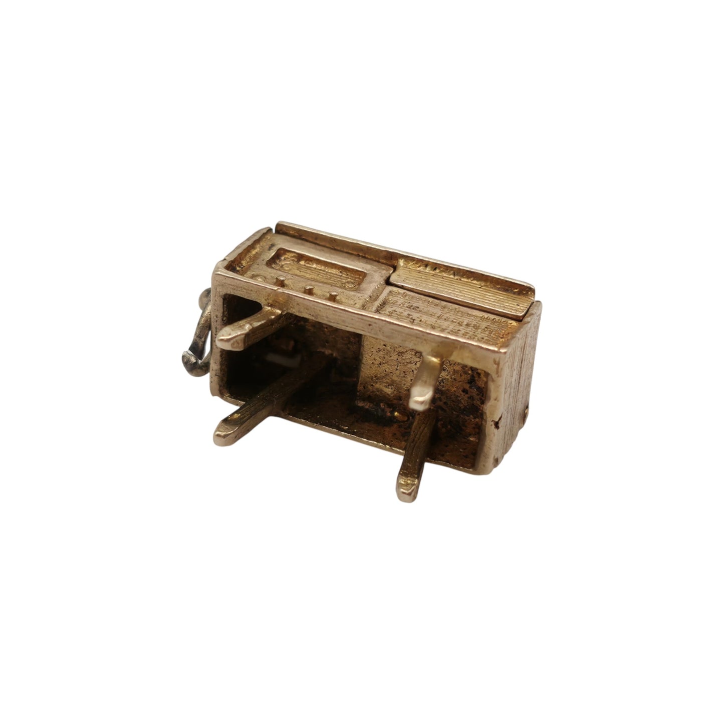 9ct 375 Yellow Gold Record Player Opening Charm 1959 L 1.6 cm 4.3 g.