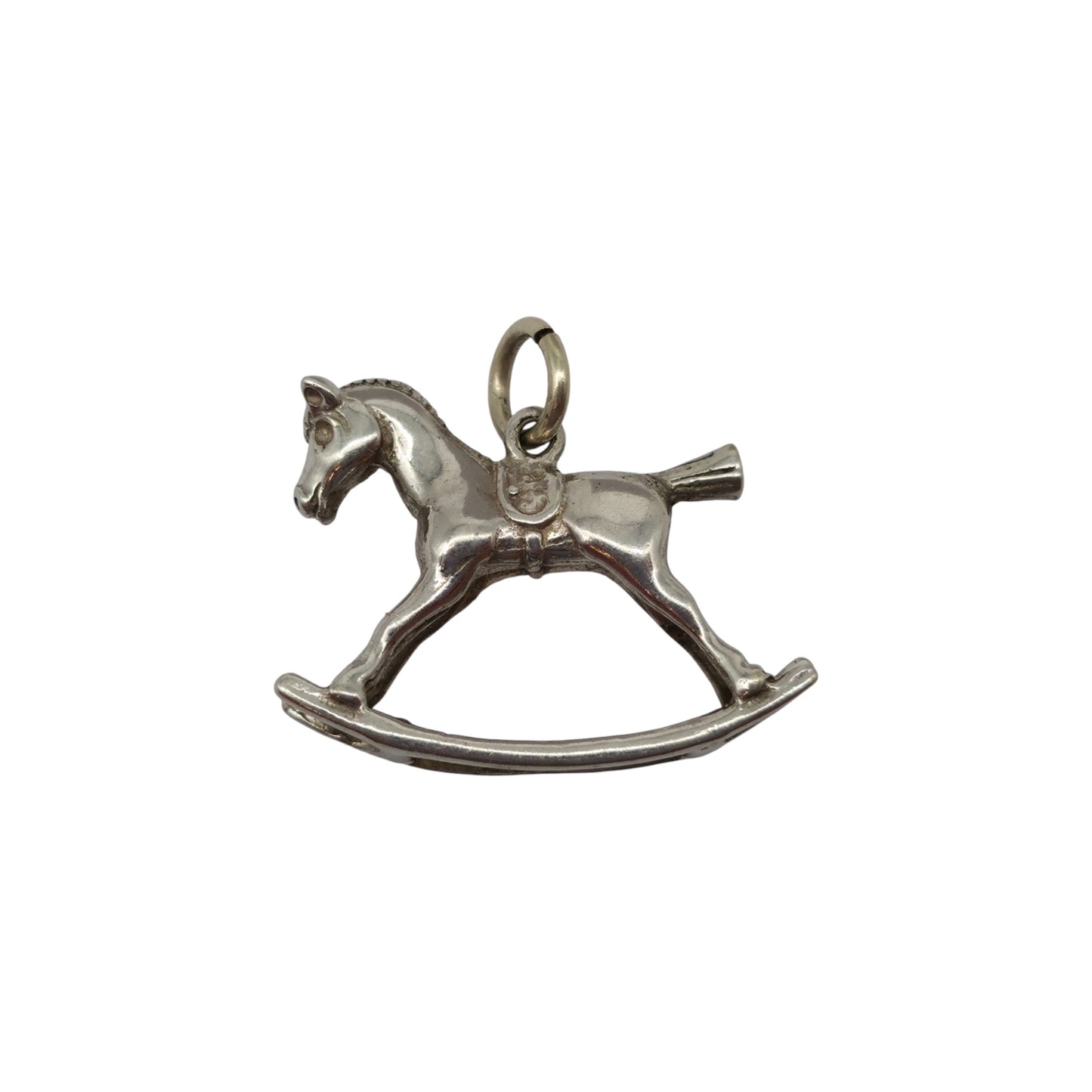 9ct 375 White Gold Rocking Horse Charm L 2.3 cm 4.5 g.