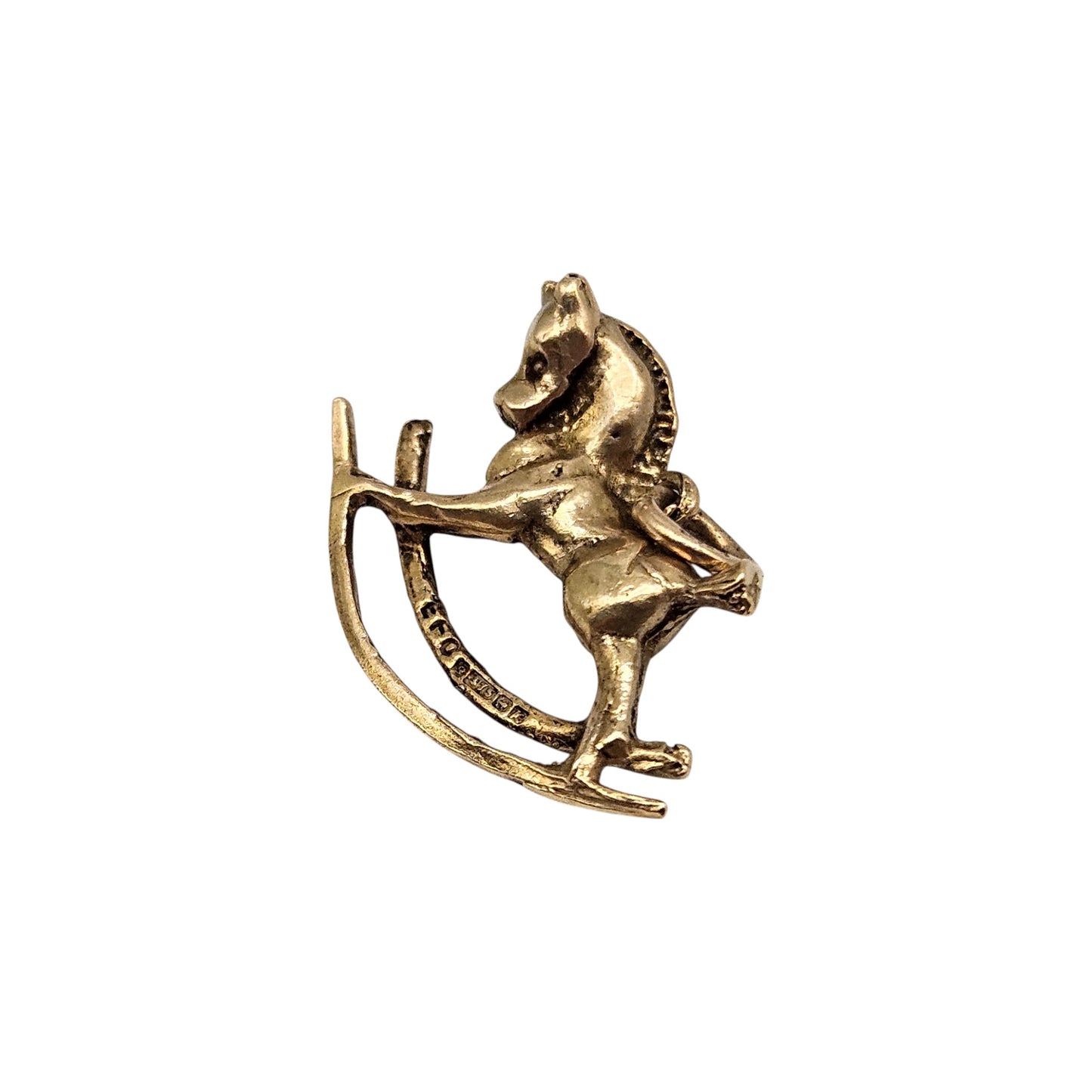 9ct 375 Yellow Gold Rocking Horse Charm 1959 L 2.1 cm 2.3 g.