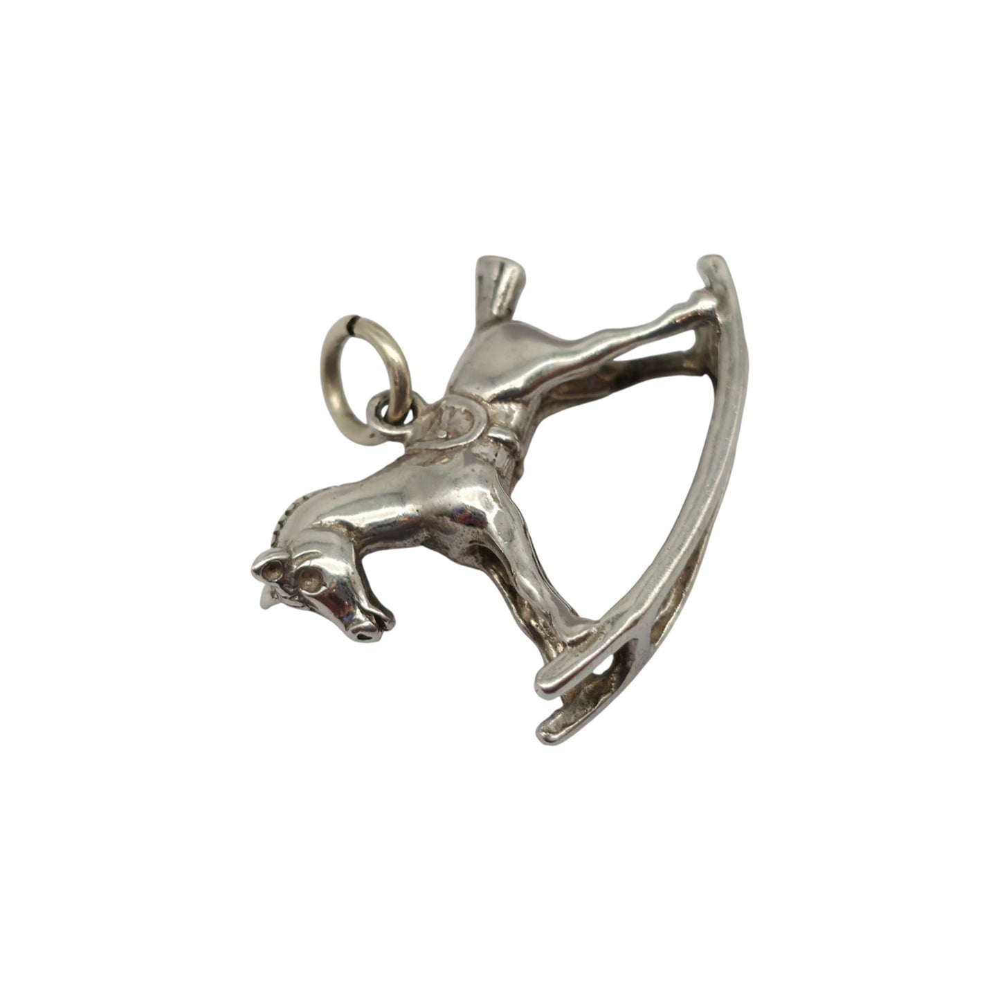 9ct 375 White Gold Rocking Horse Charm L 2.3 cm 4.5 g.