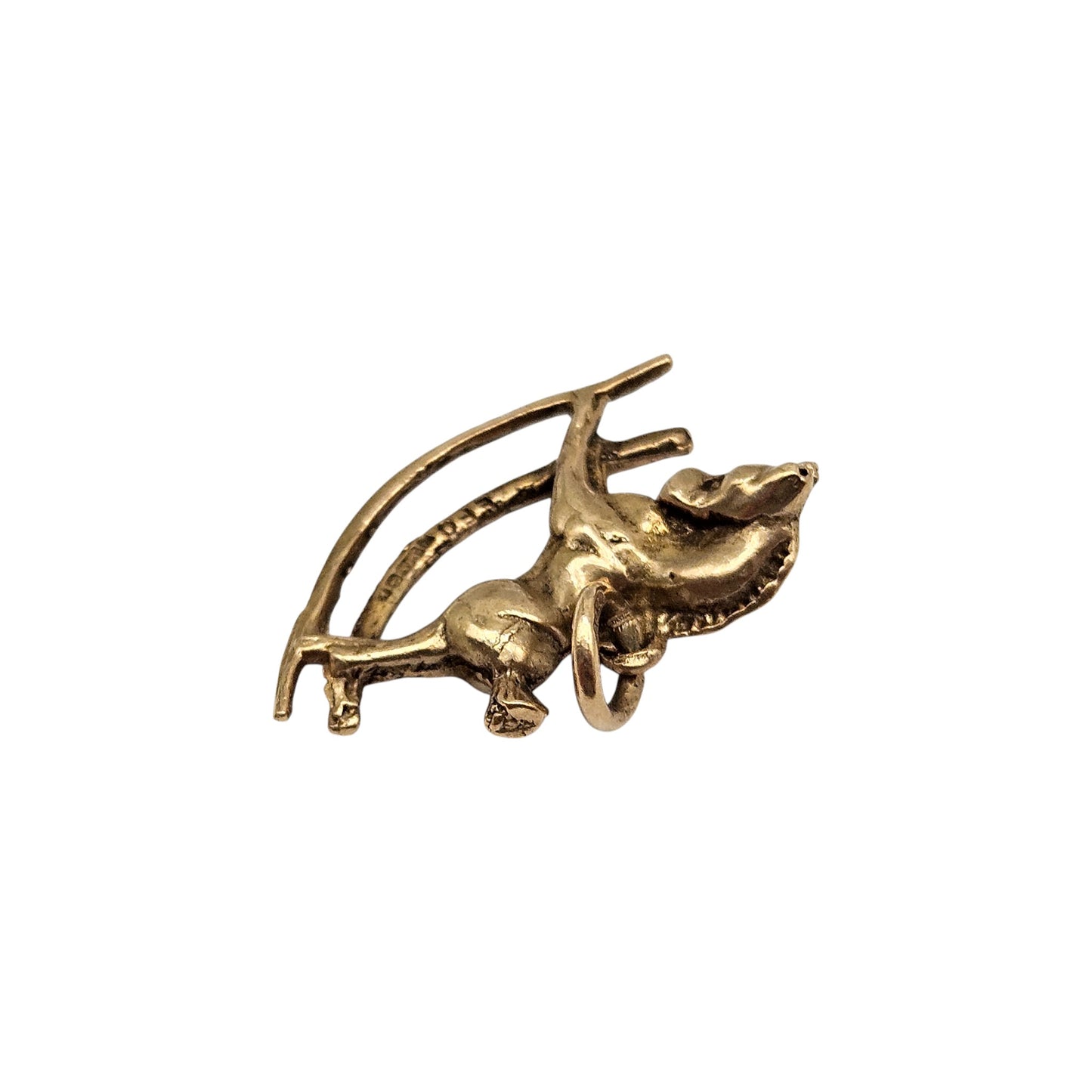 9ct 375 Yellow Gold Rocking Horse Charm 1959 L 2.1 cm 2.3 g.