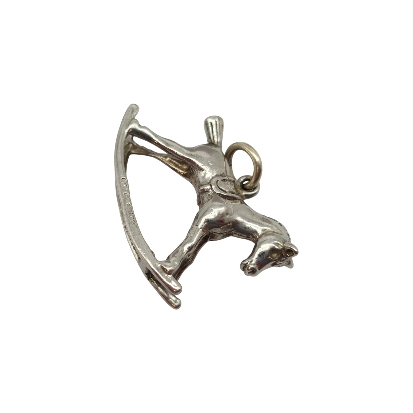 9ct 375 White Gold Rocking Horse Charm L 2.3 cm 4.5 g.