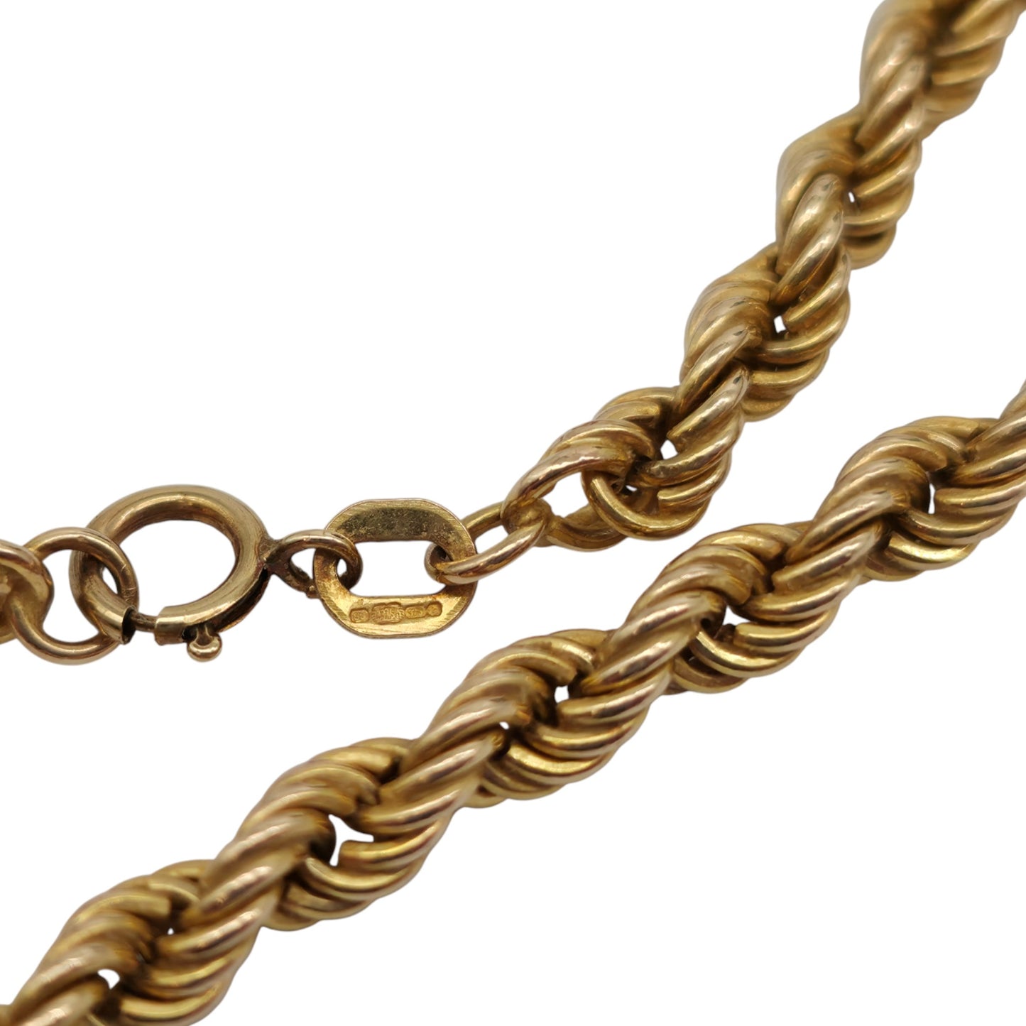 9ct 375 Yellow Gold Rope Twist Chain L 46.4 cm 6.9 g.