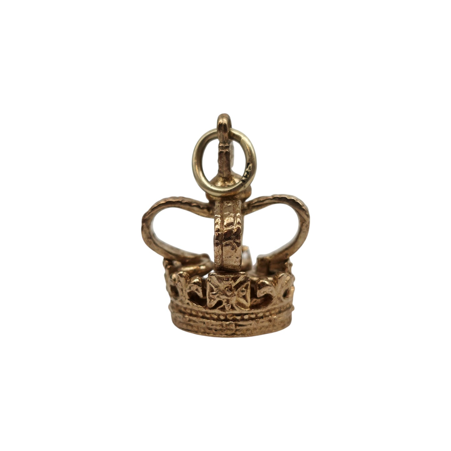 9ct 375 Yellow Gold Royal Crown Charm 1962 L 1.7 cm 4.1 g.