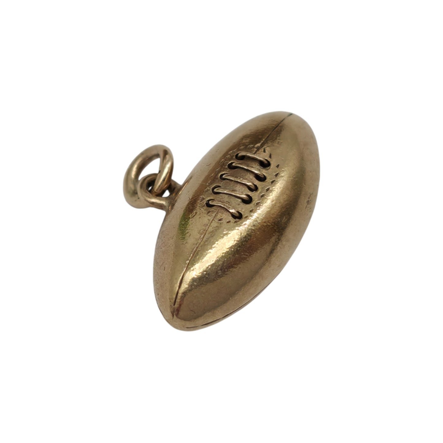 9ct 375 Yellow Gold Rugby Ball Charm 1949 L 1.6 cm 1.0 g.