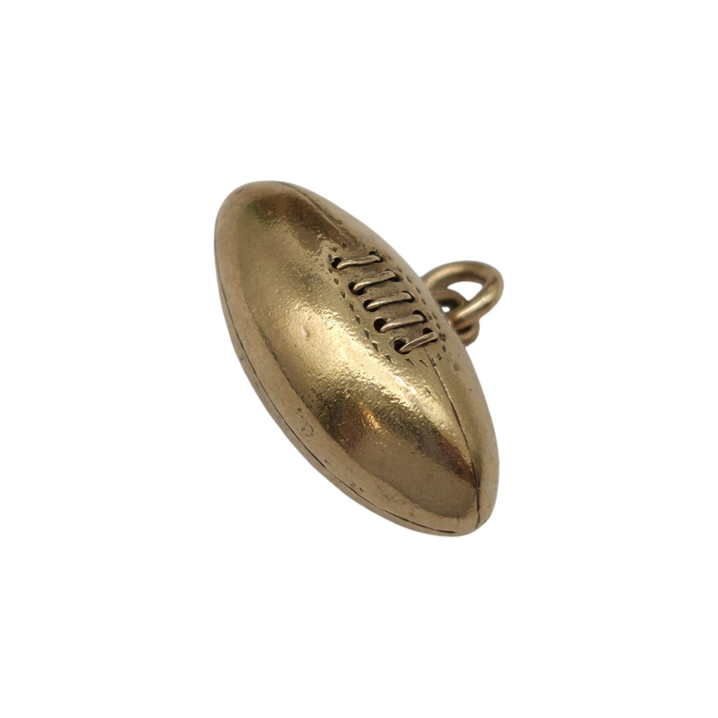 9ct 375 Yellow Gold Rugby Ball Charm 1949 L 1.6 cm 1.0 g.
