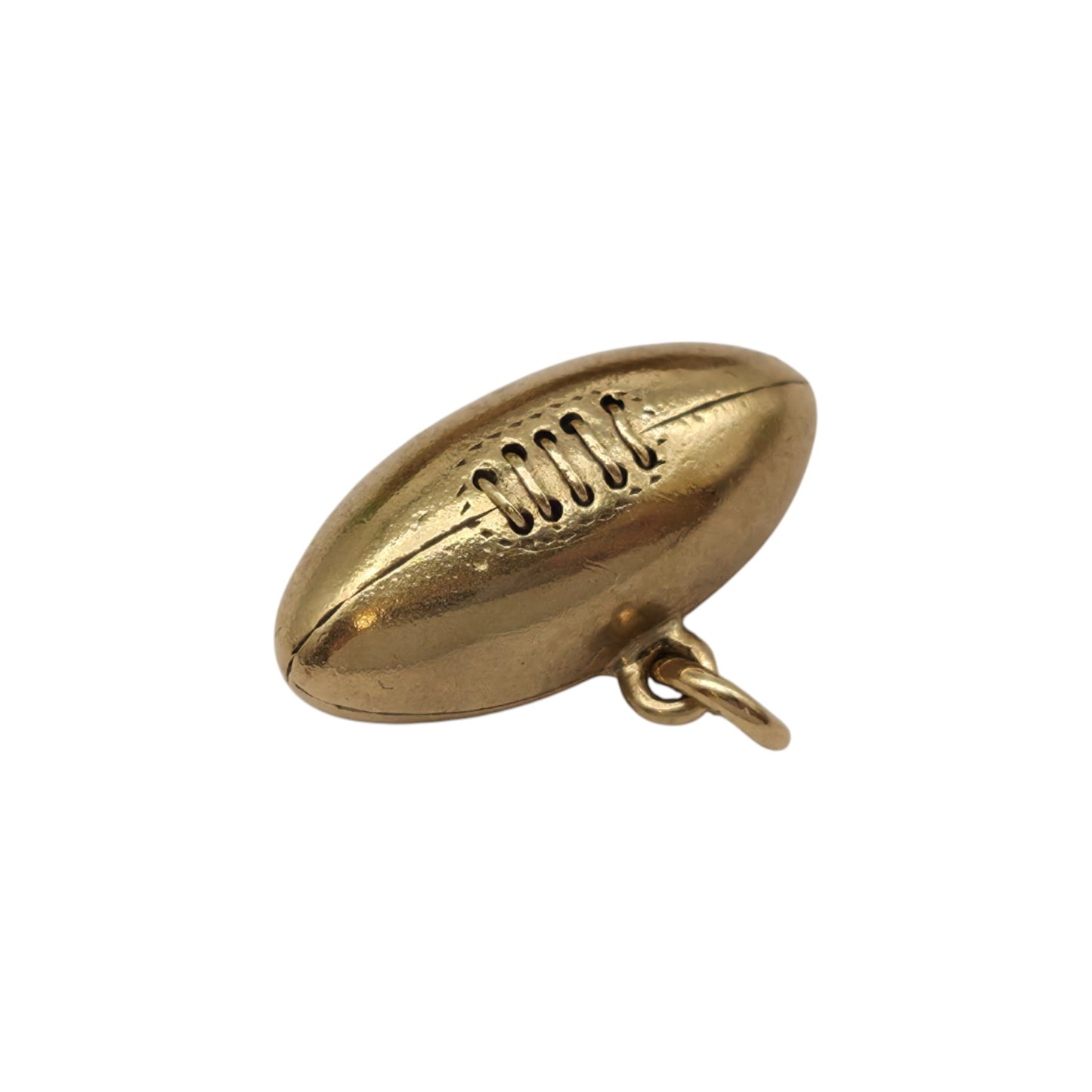 9ct 375 Yellow Gold Rugby Ball Charm 1949 L 1.6 cm 1.0 g.