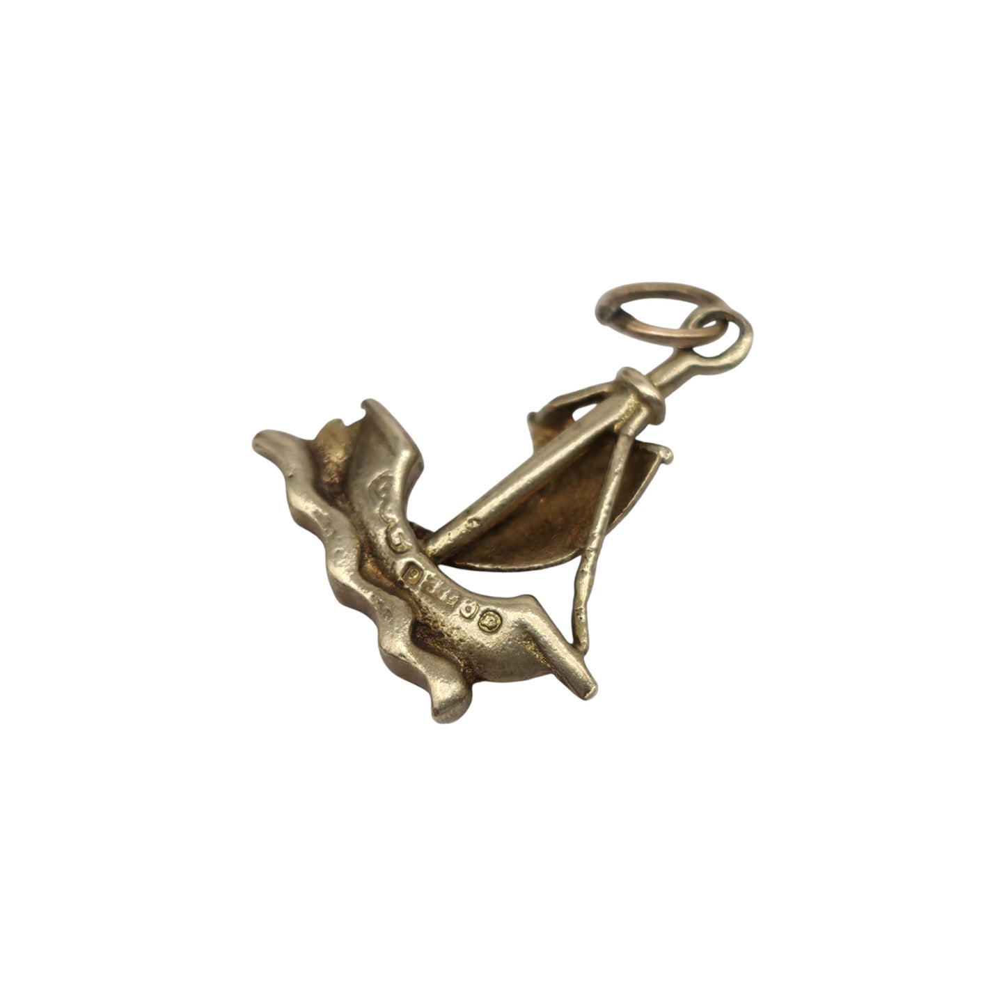 9ct 375 Yellow Gold & Enamel Sailing Ship Charm 1949 L 1.3 cm 1.2 g.