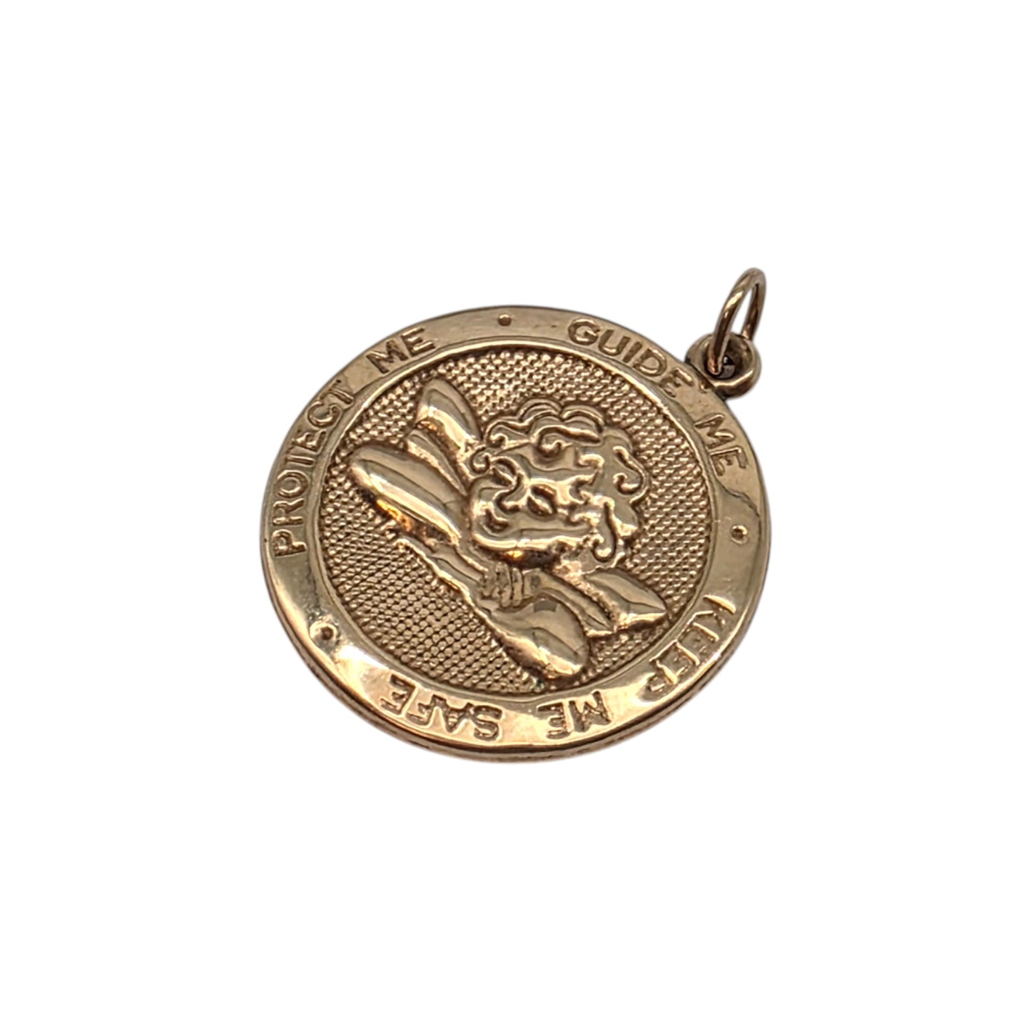 9ct Yellow Gold St. Christopher Charm Charm With Cherub L 1.8 cm 0.9 g.