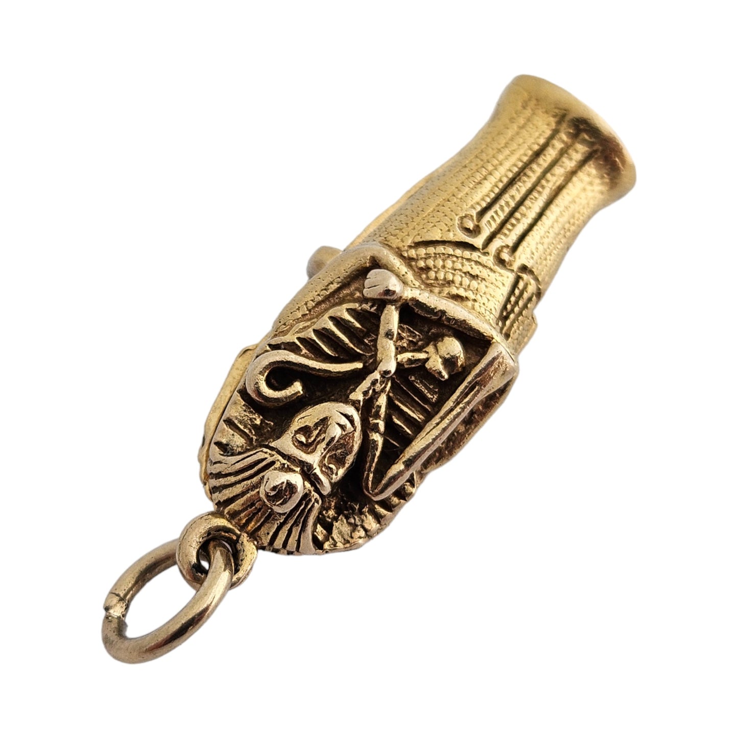 9ct 375 Yellow Gold Sarcophagus Opening Charm 1972 L 2.4 cm 4.7 g