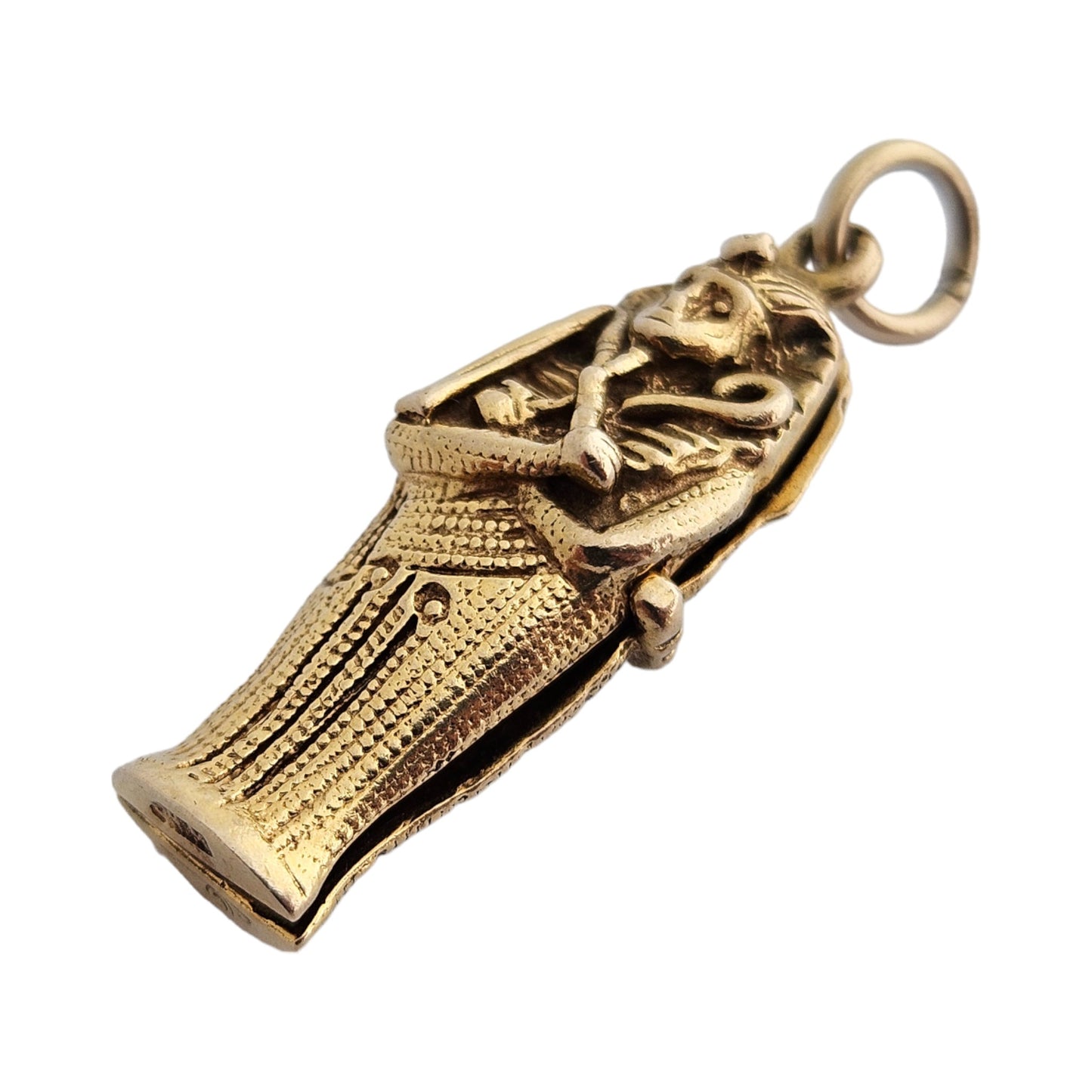 9ct 375 Yellow Gold Sarcophagus Opening Charm 1972 L 2.4 cm 4.7 g