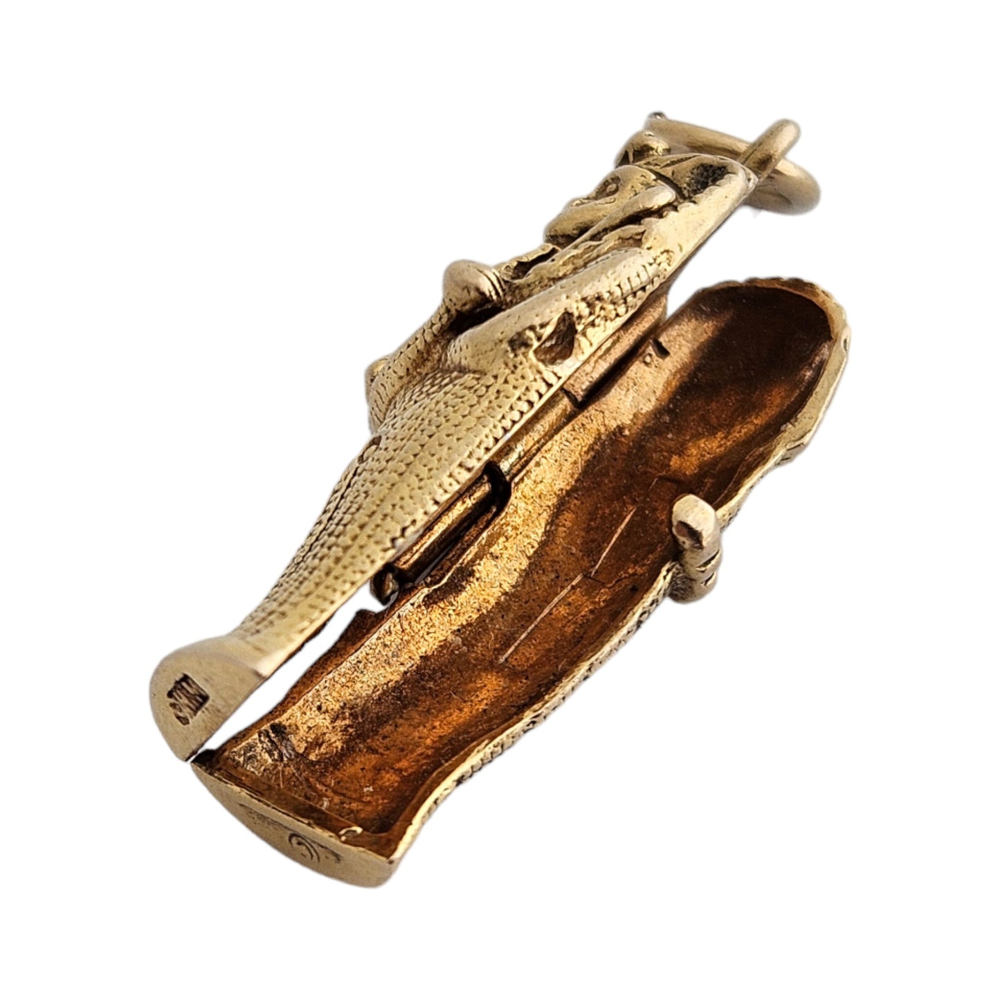 9ct 375 Yellow Gold Sarcophagus Opening Charm 1972 L 2.4 cm 4.7 g