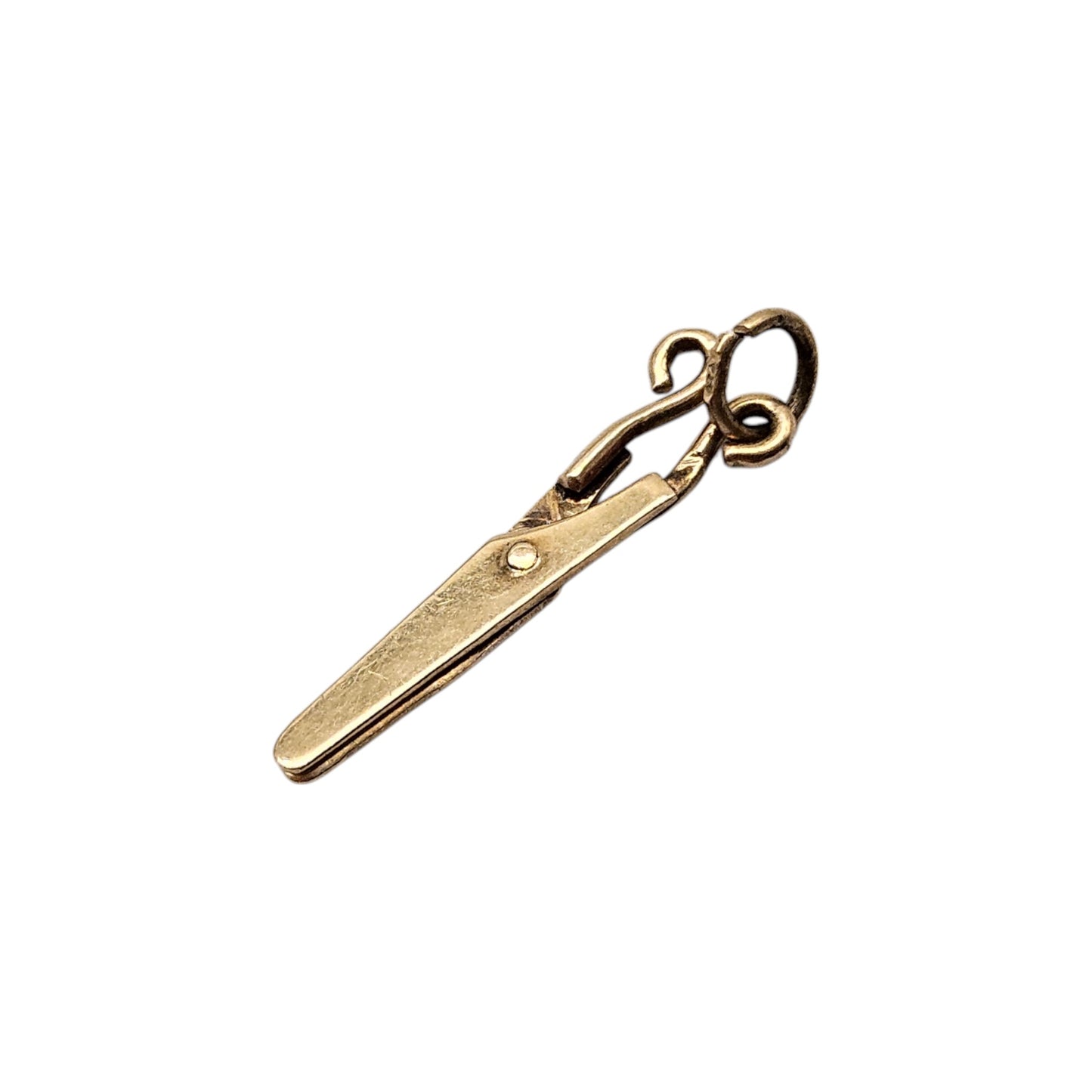 9ct 375 Yellow Gold Articulated Scissors Charm c.1961 L 2.0 cm 0.5 g.