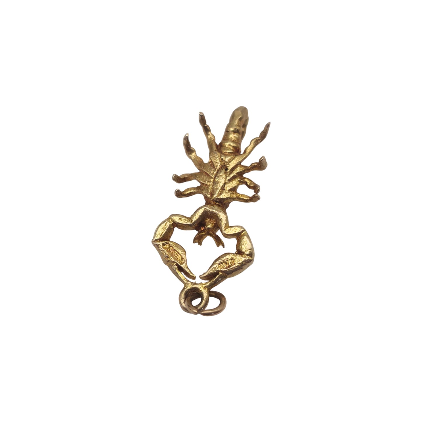 9ct 375 Yellow Gold Scorpion Charm 1963 L 2.4 cm 3.2 g.