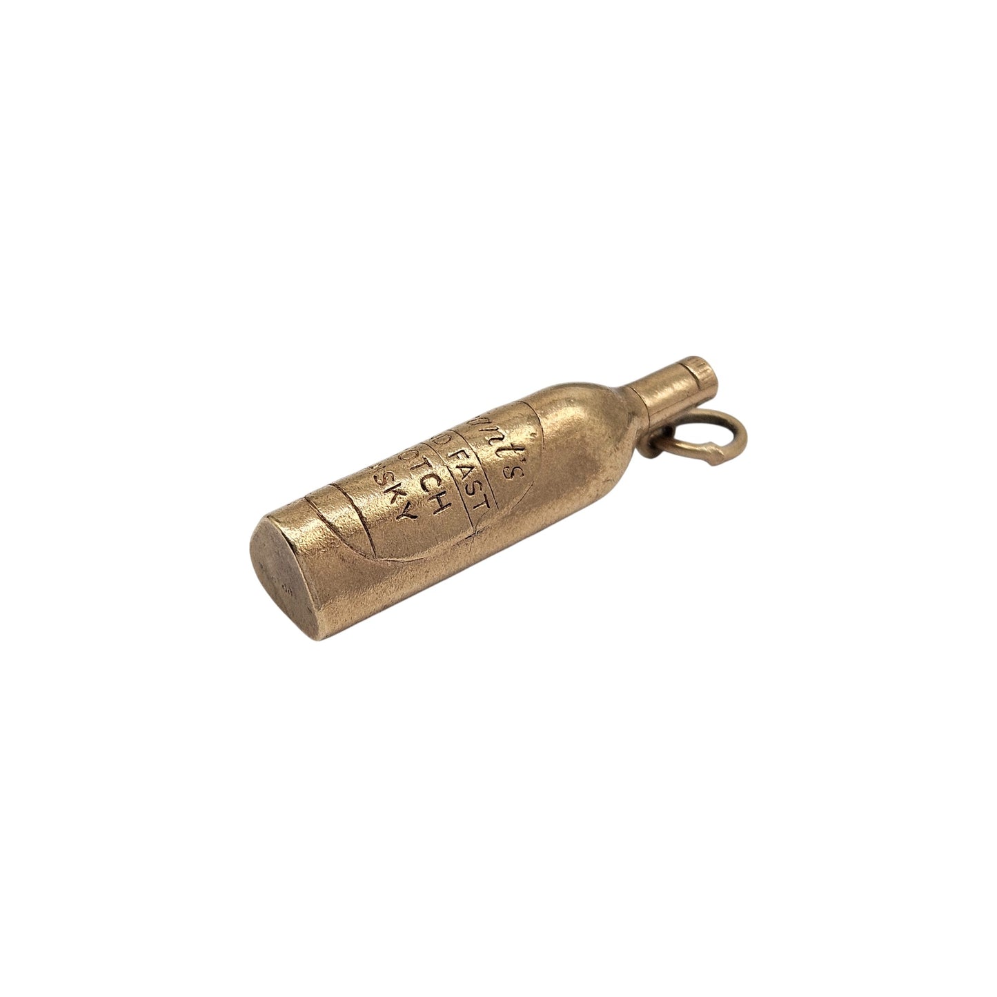 9ct 375 Yellow Gold Scotch Whisky Bottle Charm L 3.2 cm 5.6 g.