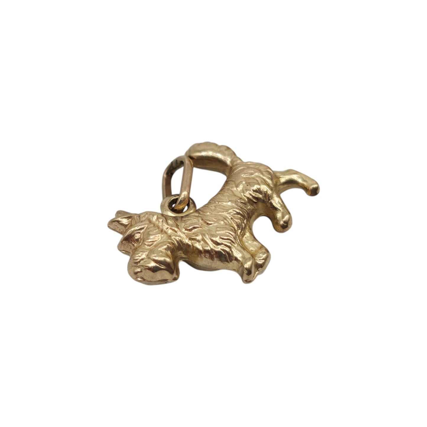 9ct 375 Yellow Gold Scottish Terrier Dog Charm L 1.5 cm 0.6 g.