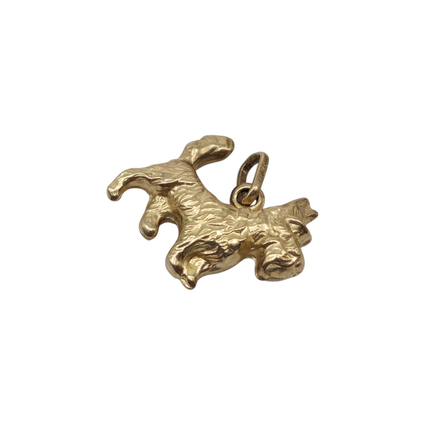 9ct 375 Yellow Gold Scottish Terrier Dog Charm L 1.5 cm 0.6 g.