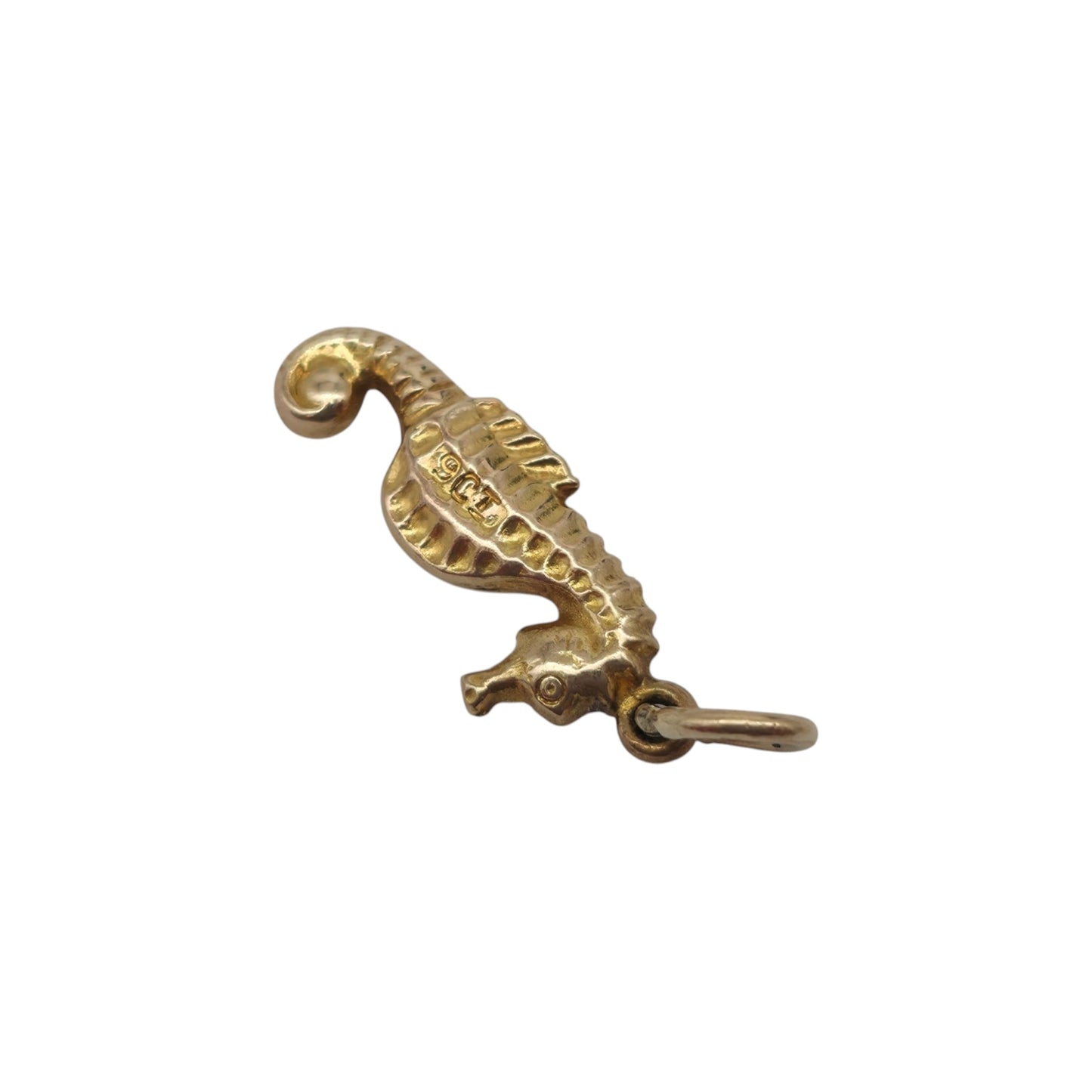 9ct Yellow Gold Seahorse Charm c.1960's L 1.4 cm 0.5 g.