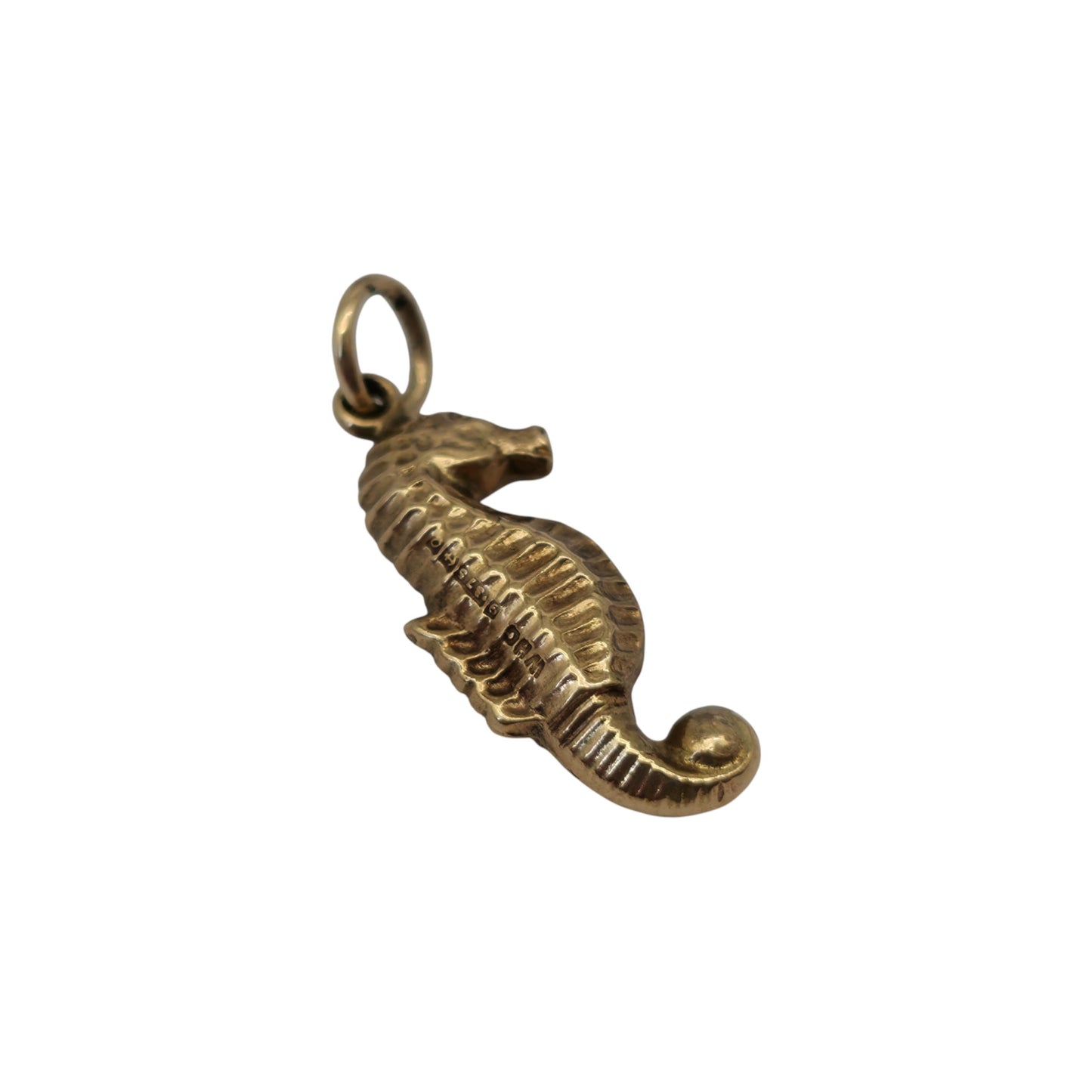 9ct 375 Yellow Gold Seahorse Charm 1963 L 1.7 cm 0.7 g.