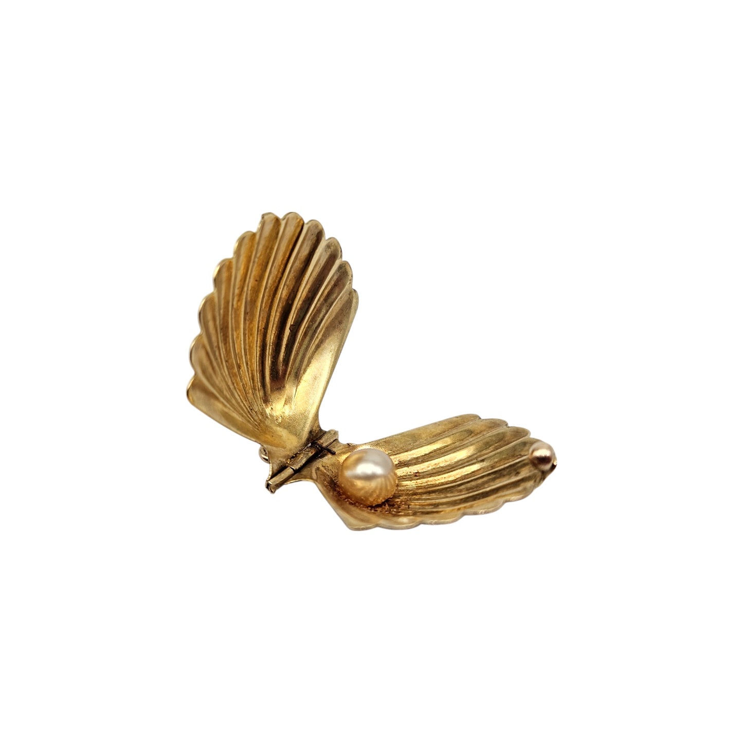 Large 9ct 375 Yellow Gold Seashell Opening Charm 1965 L 2.3 cm 2.7 g.