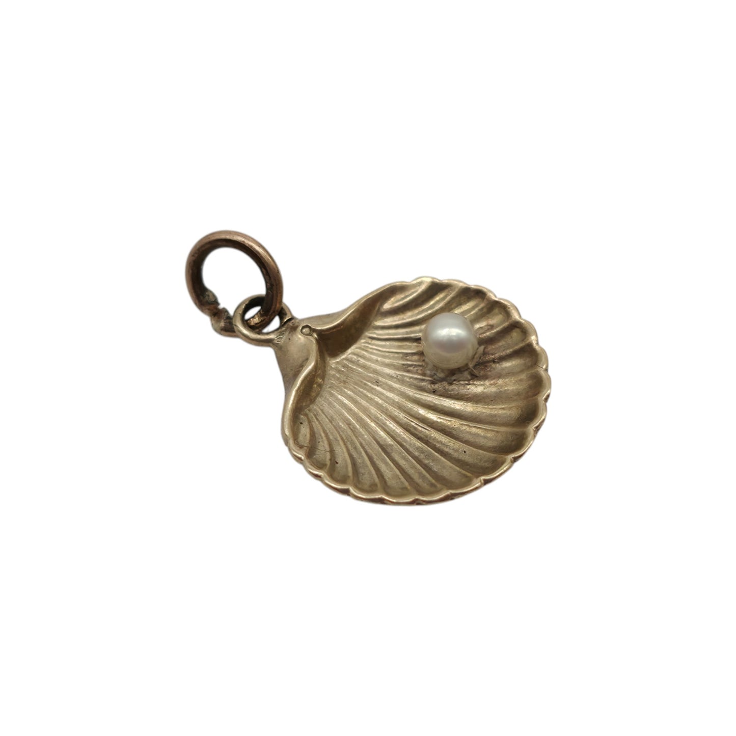 9ct Yellow Gold Seashell Charm With Pearl L 1.2 cm 0.3 g.