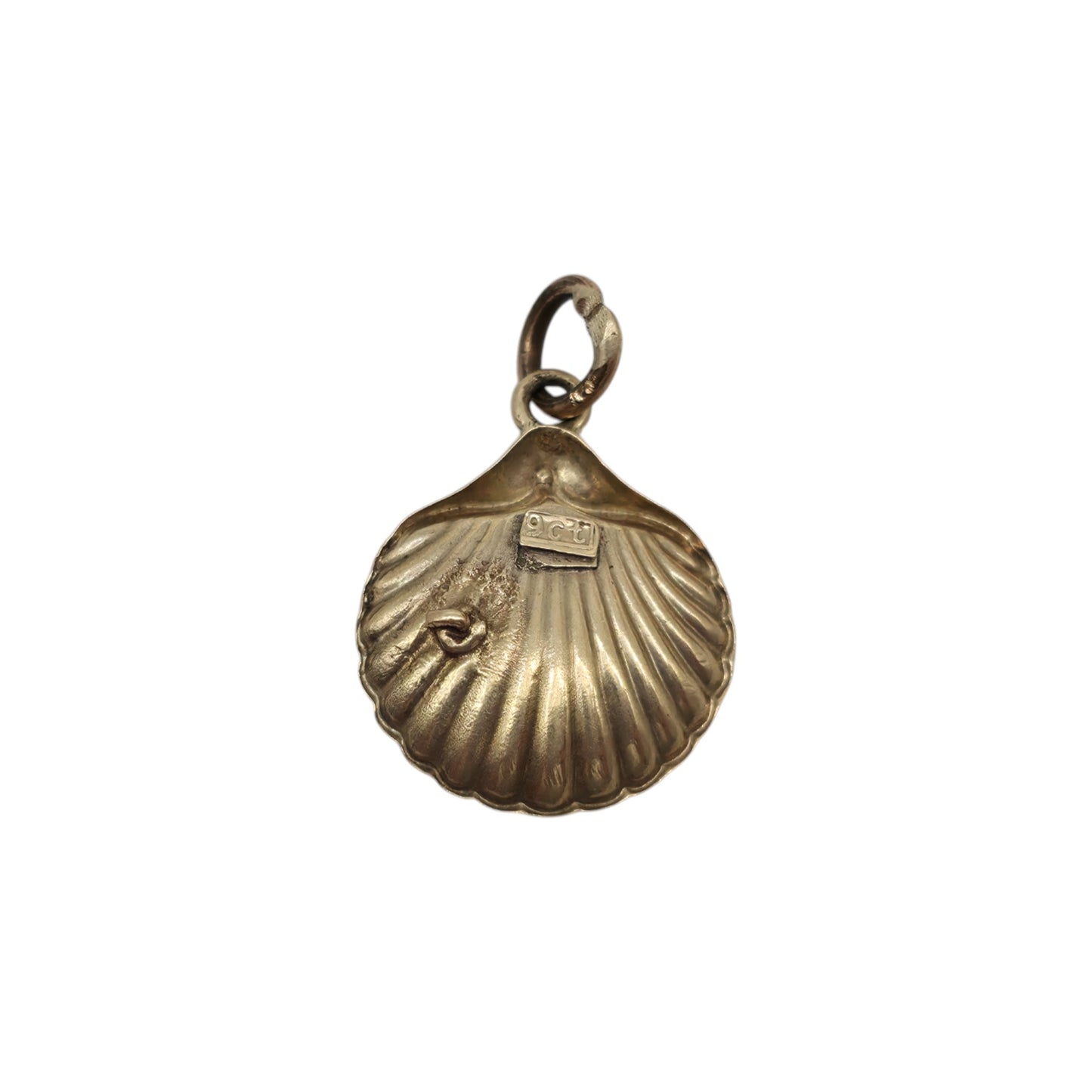9ct Yellow Gold Seashell Charm With Pearl L 1.2 cm 0.3 g.