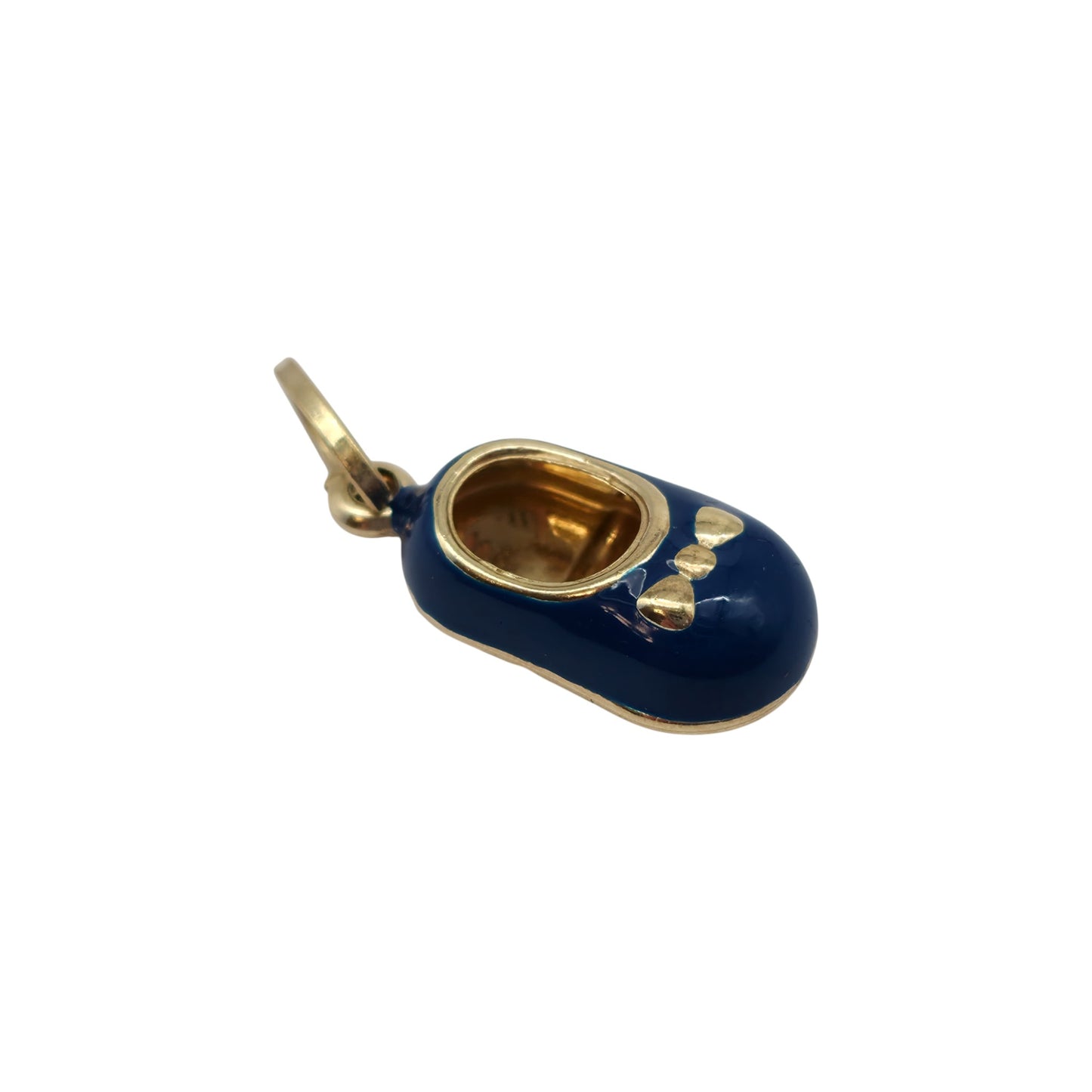 9ct 375 Yellow Gold & Enamel Shoe Charm 2001 L 1.6 cm 1.0 g.