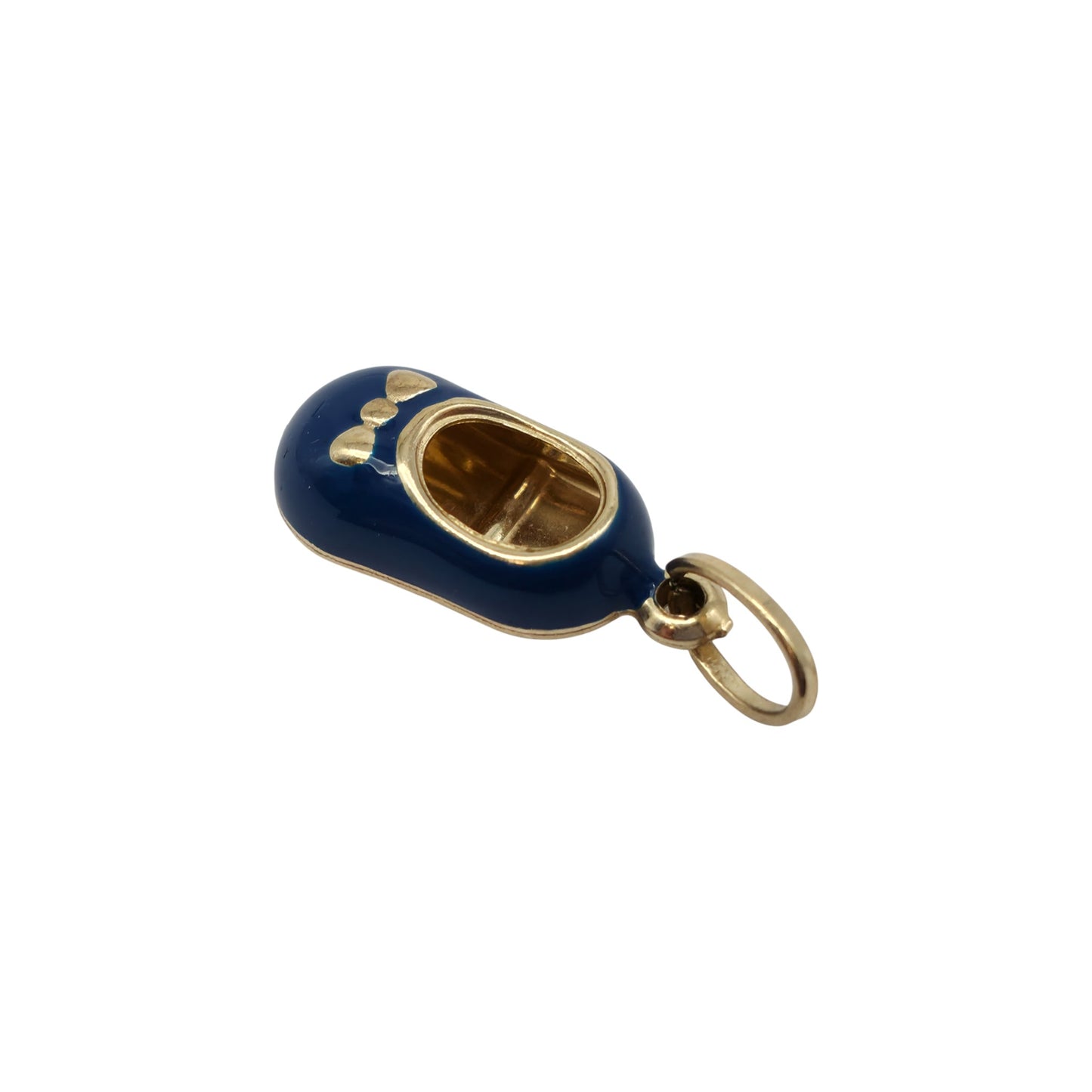 9ct 375 Yellow Gold & Enamel Shoe Charm 2001 L 1.6 cm 1.0 g.