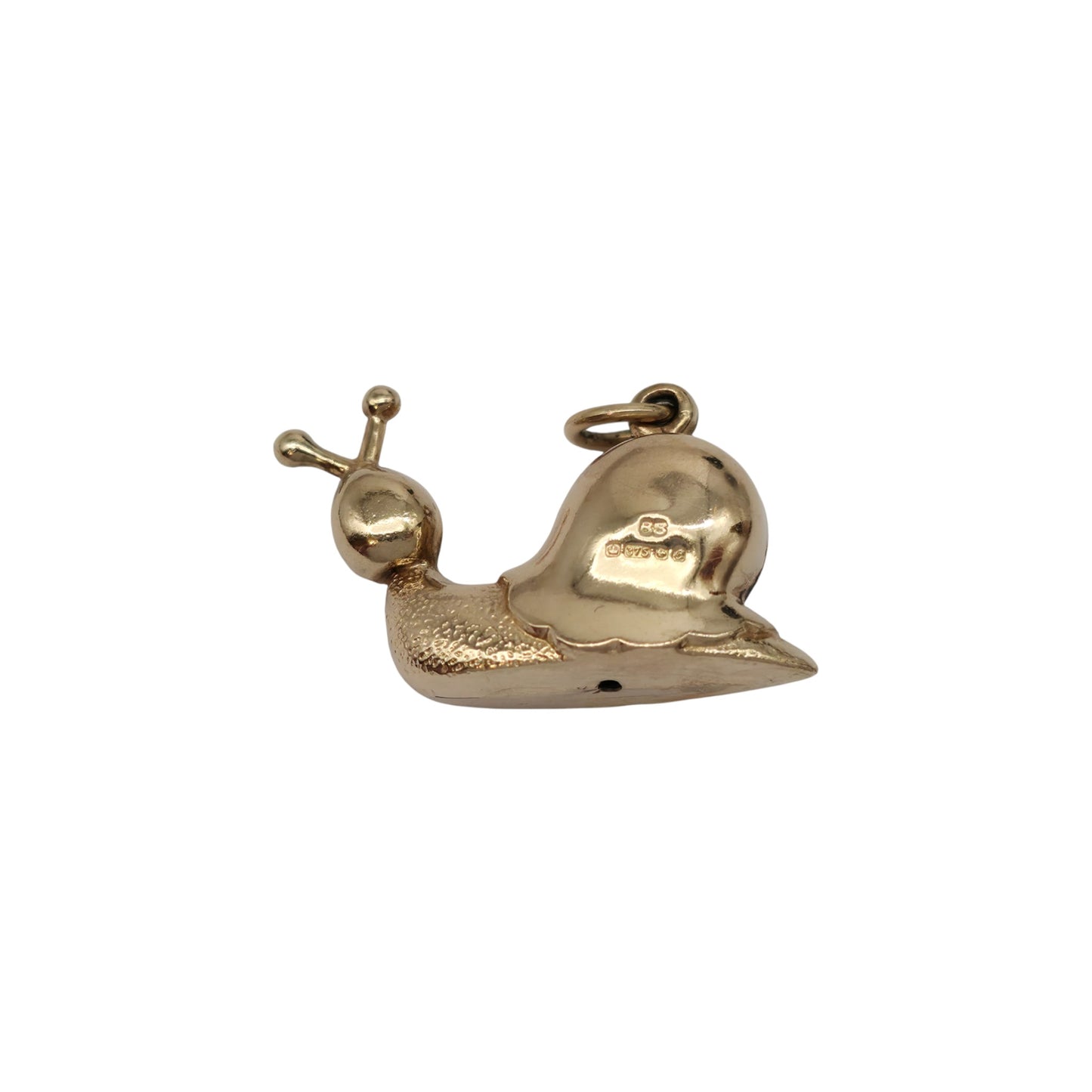 9ct 375 Yellow Gold Snail Charm 1977 L 2.4 cm 1.5 g.