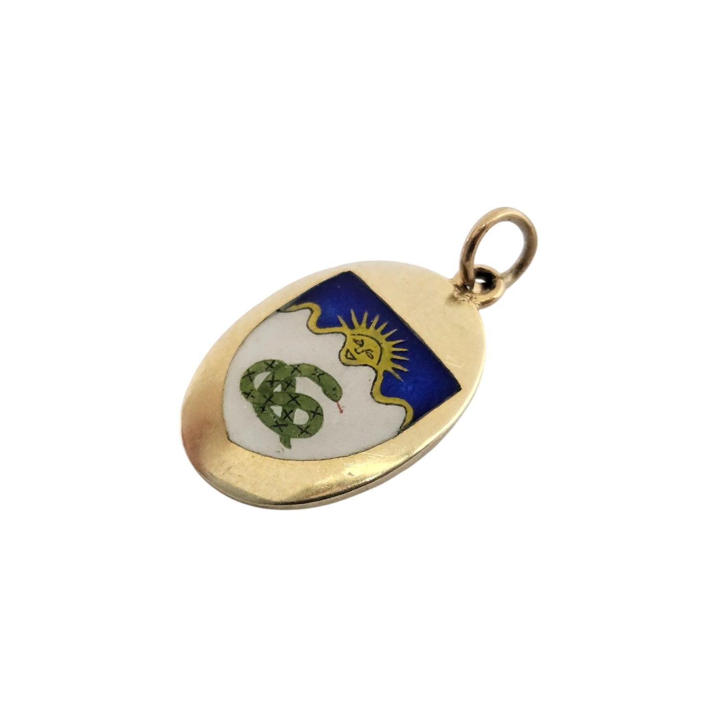 9ct 375 Yellow Gold & Enamel Snake Charm 1952 L 1.7 cm 2.0 g.