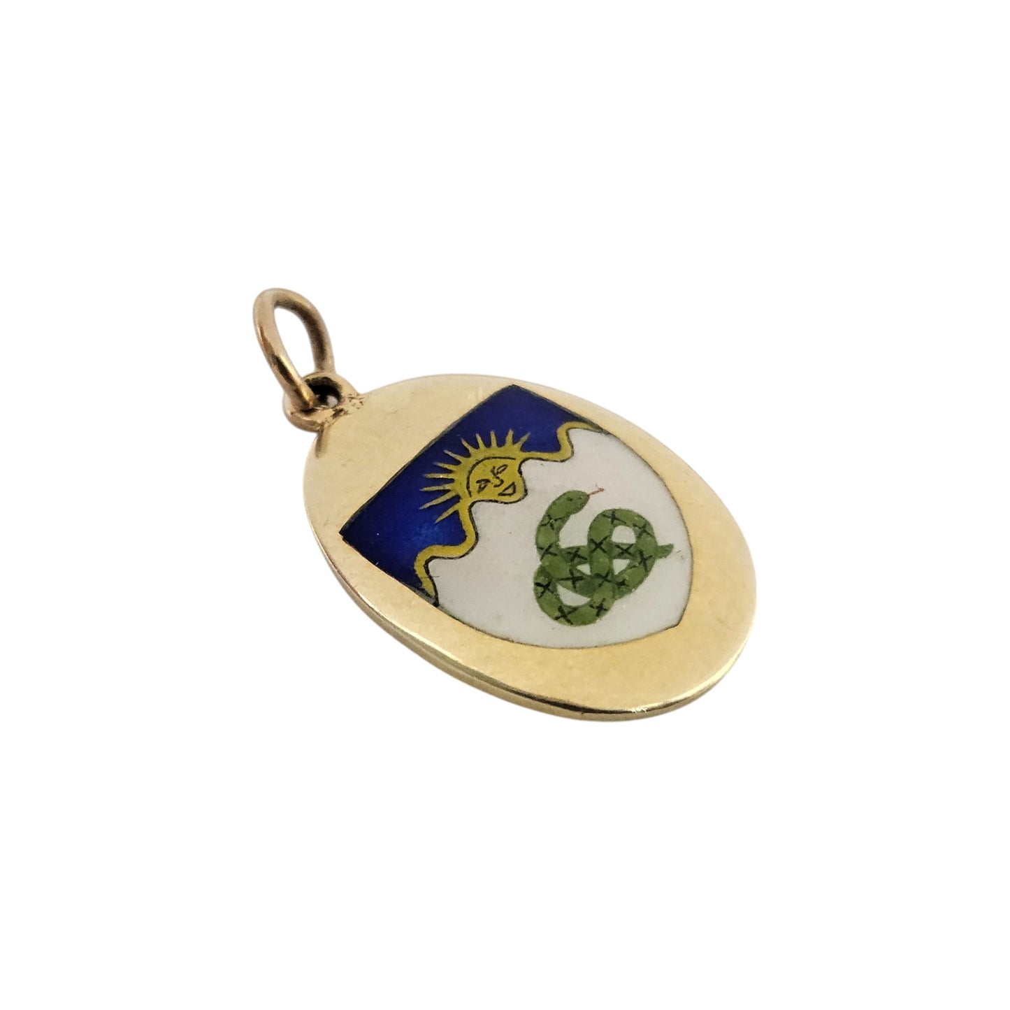 9ct 375 Yellow Gold & Enamel Snake Charm 1952 L 1.7 cm 2.0 g.