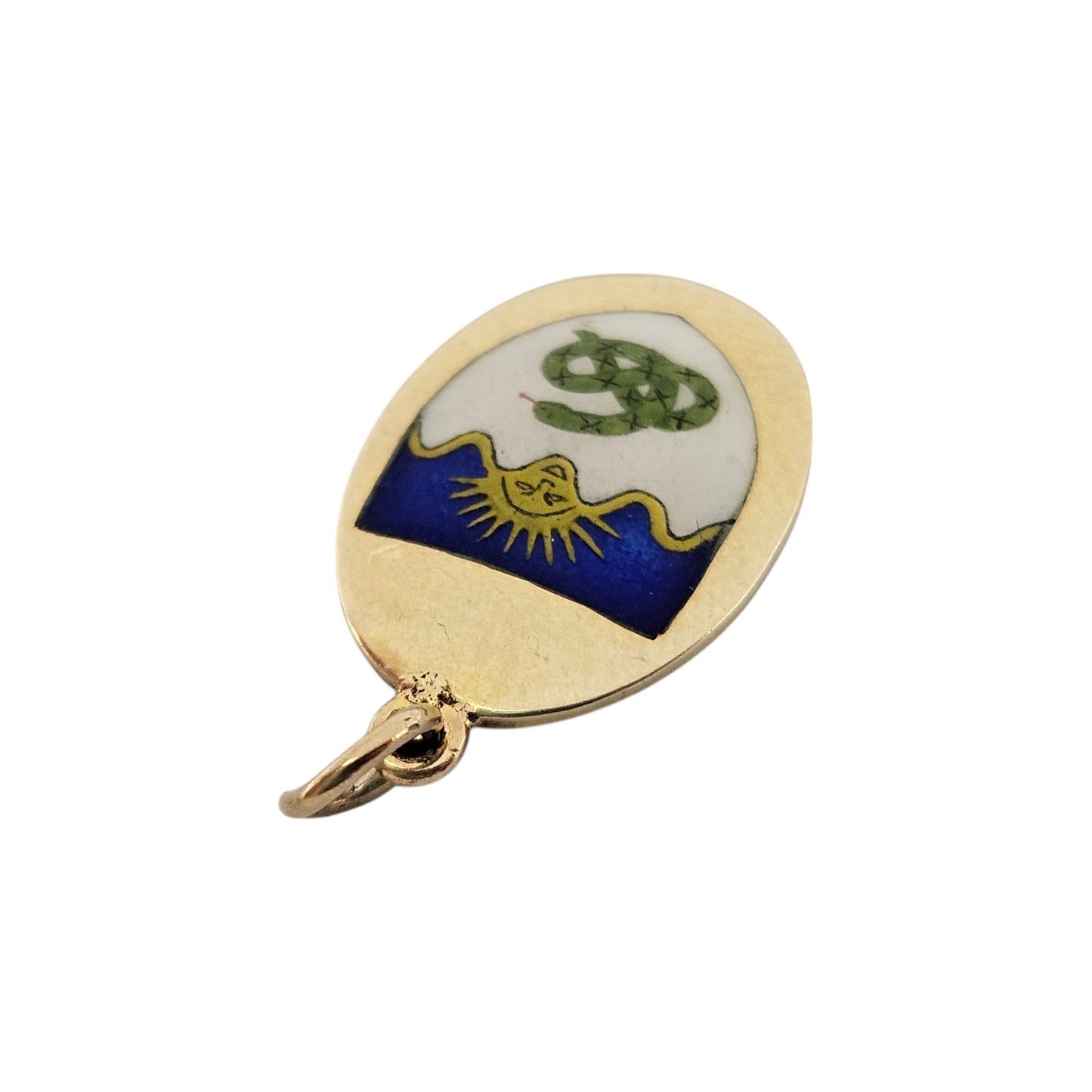 9ct 375 Yellow Gold & Enamel Snake Charm 1952 L 1.7 cm 2.0 g.