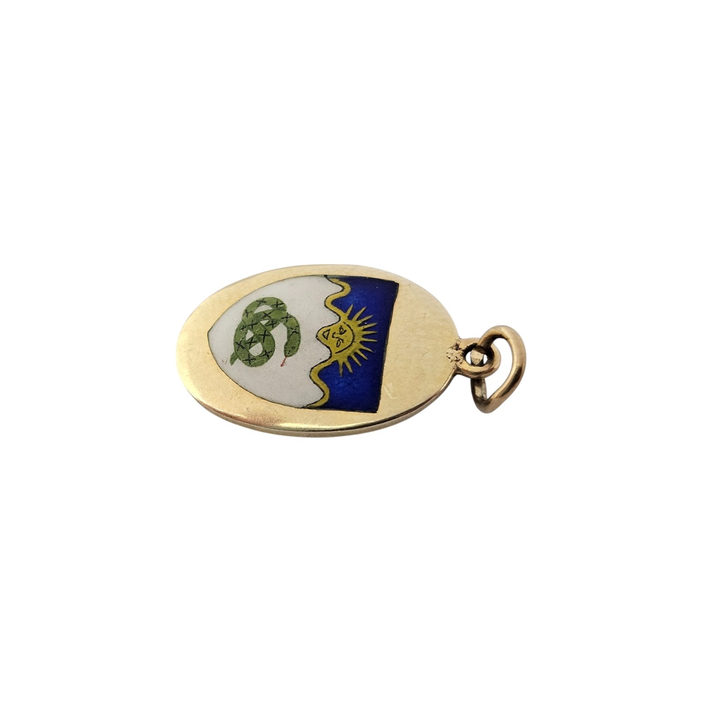 9ct 375 Yellow Gold & Enamel Snake Charm 1952 L 1.7 cm 2.0 g.