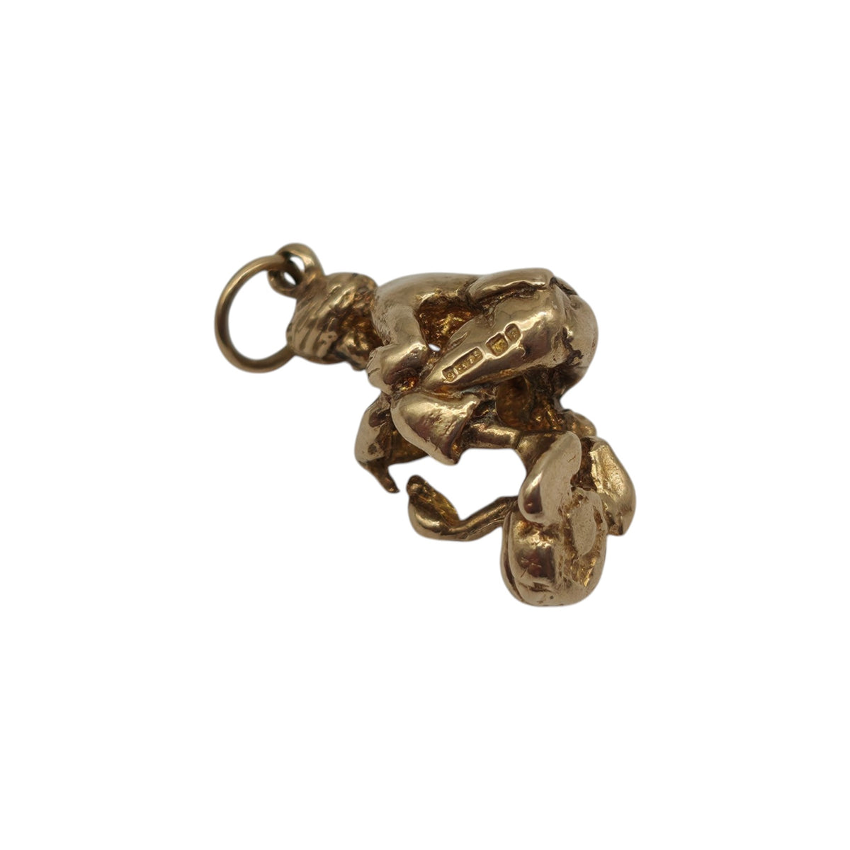 9ct 375 Yellow Gold Snake Charmer Charm 1964 L 1.8 cm 4.6 g.
