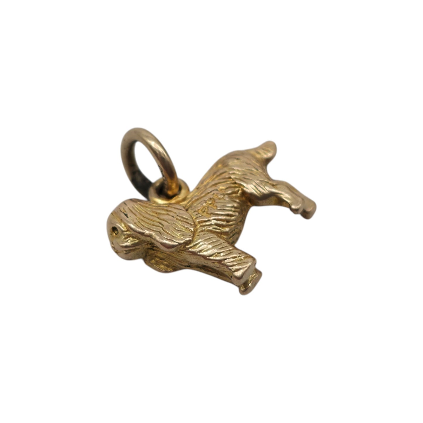 9ct 375 Yellow Gold Spaniel Dog Charm 1950 L 1.2 cm 1.5 g.