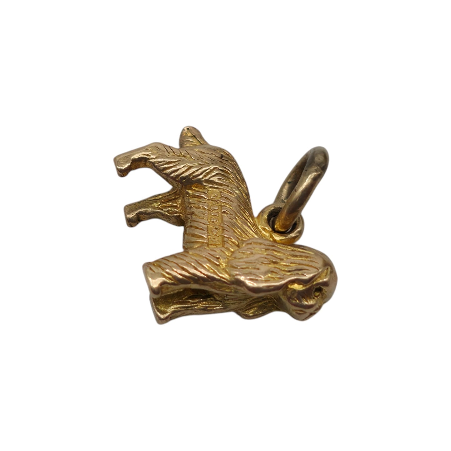 9ct 375 Yellow Gold Spaniel Dog Charm 1950 L 1.2 cm 1.5 g.