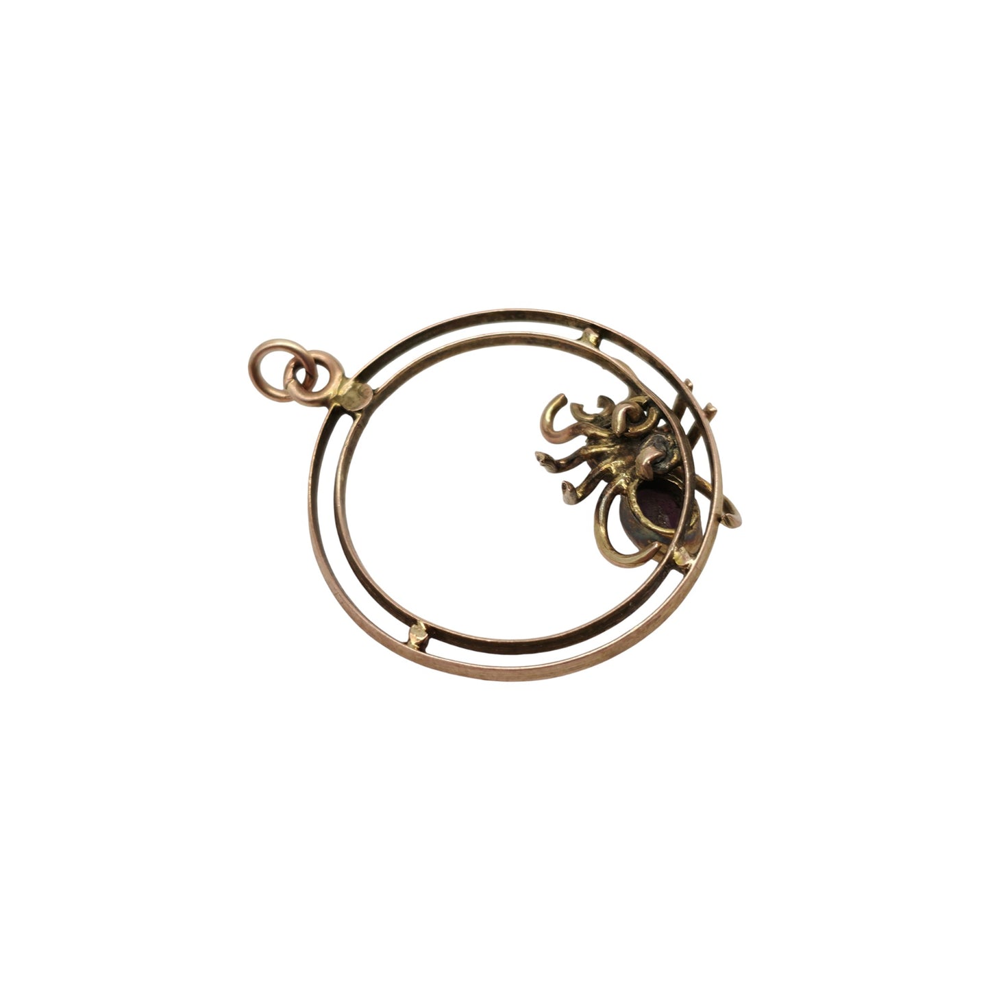 Antique 9ct Rose Gold Spider Charm With Amethysts c.1900 L 2.2 cm 1.5 g.