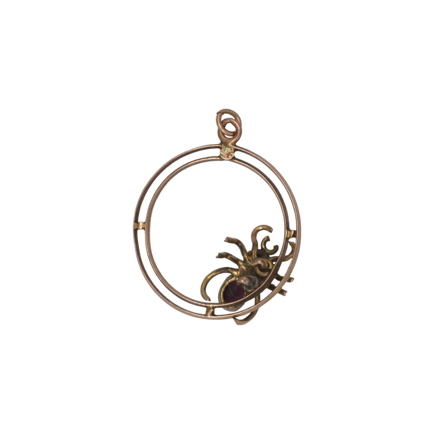 Antique 9ct Rose Gold Spider Charm With Amethysts c.1900 L 2.2 cm 1.5 g.