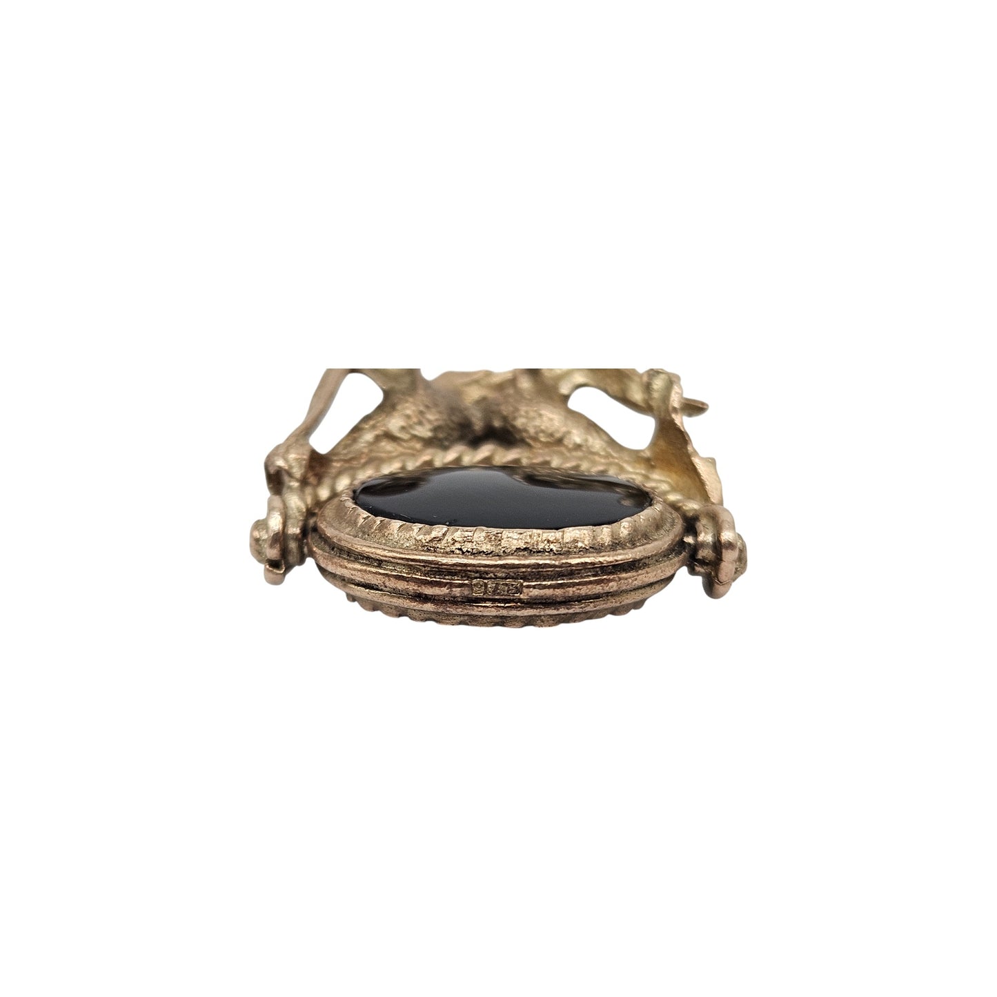 9ct 375 Yellow Gold Swivel Fob With Birds 1965 L 2.6 cm 8.4 g.