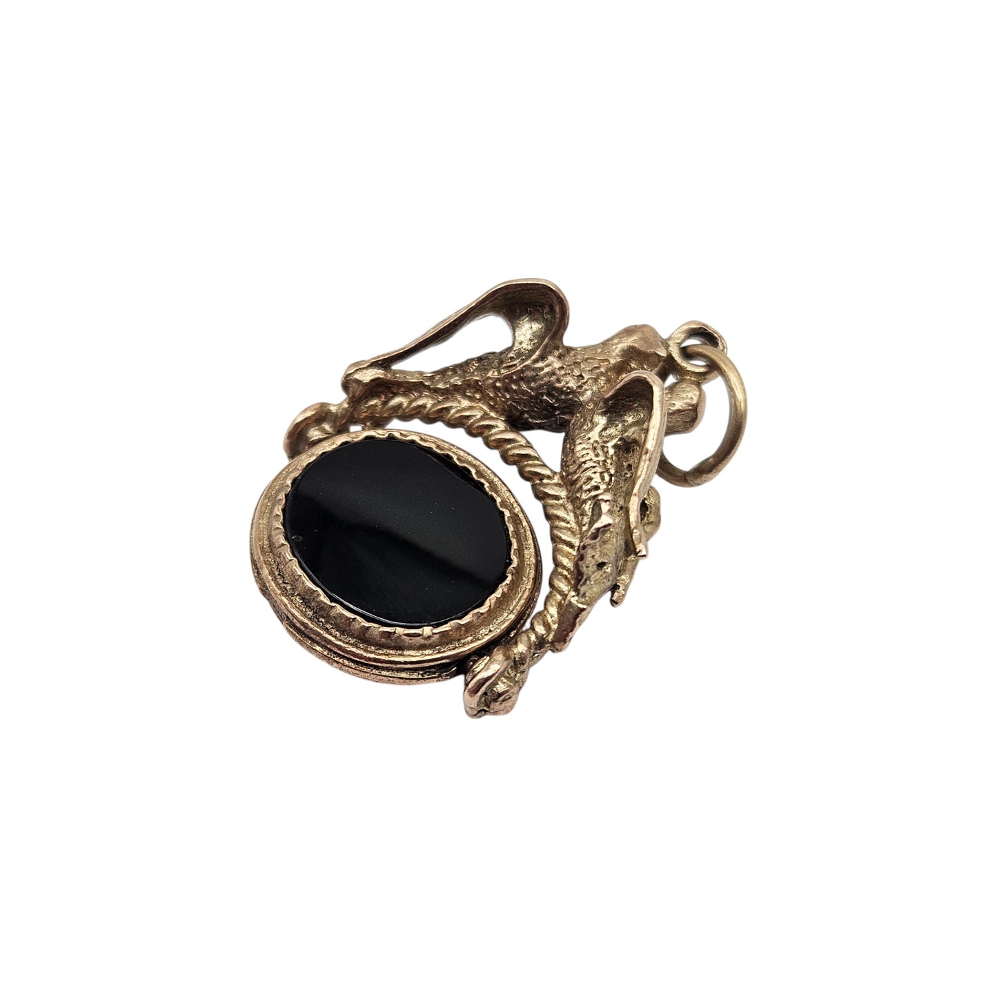 9ct 375 Yellow Gold Swivel Fob With Birds 1965 L 2.6 cm 8.4 g.